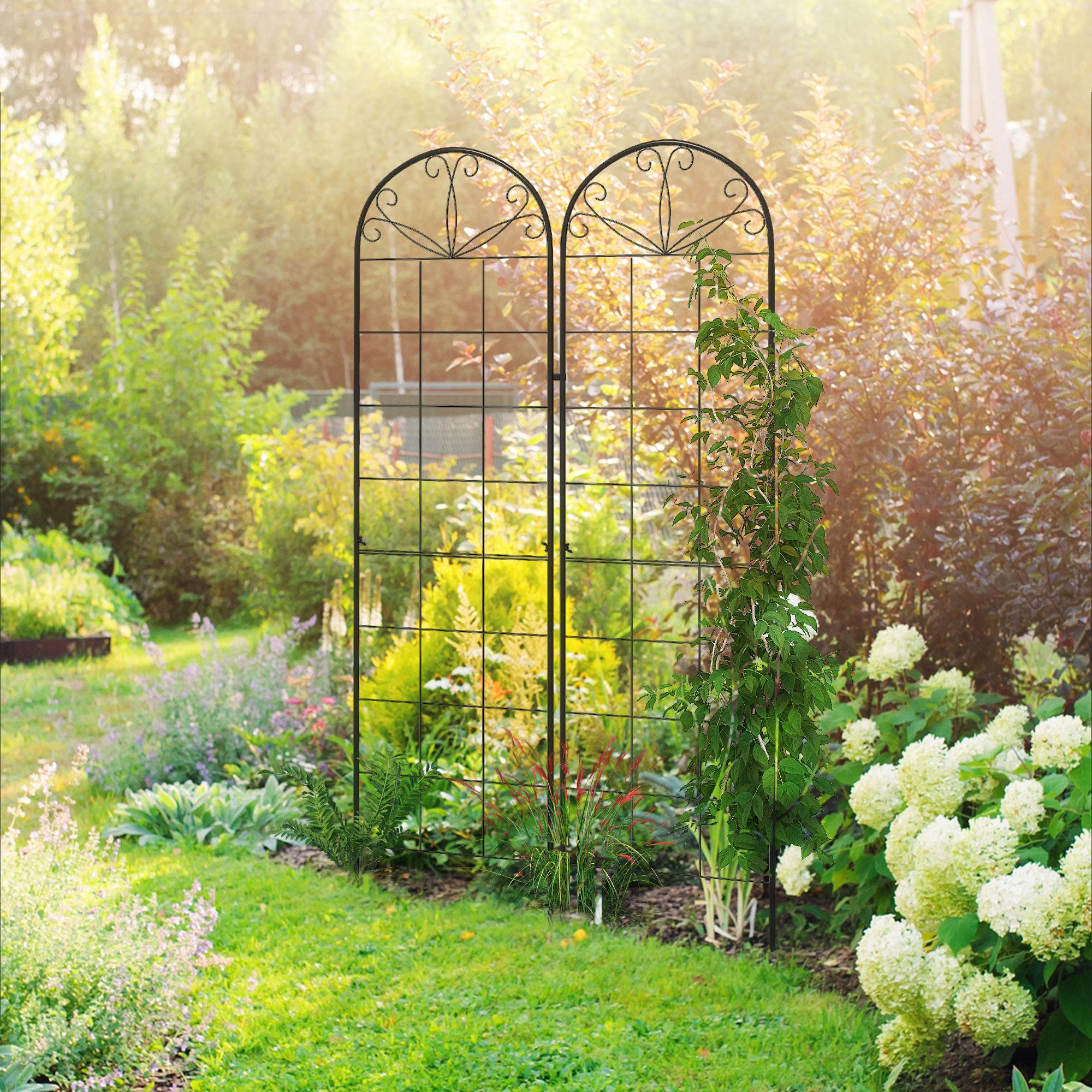 Black Vine Garden Trellis, 70.75-Inch Metal Support Set