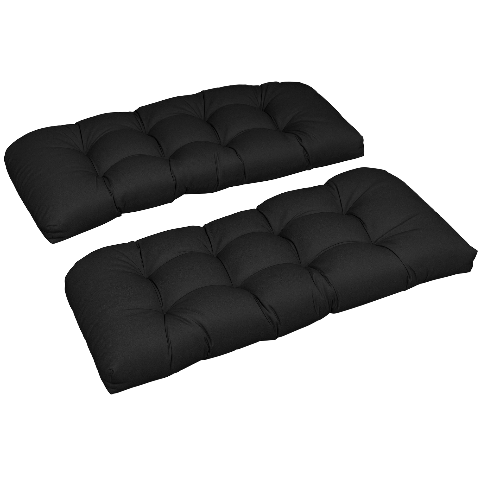 Black 43.3 Inch Bench Cushions, Tufted 2-Piece Set
