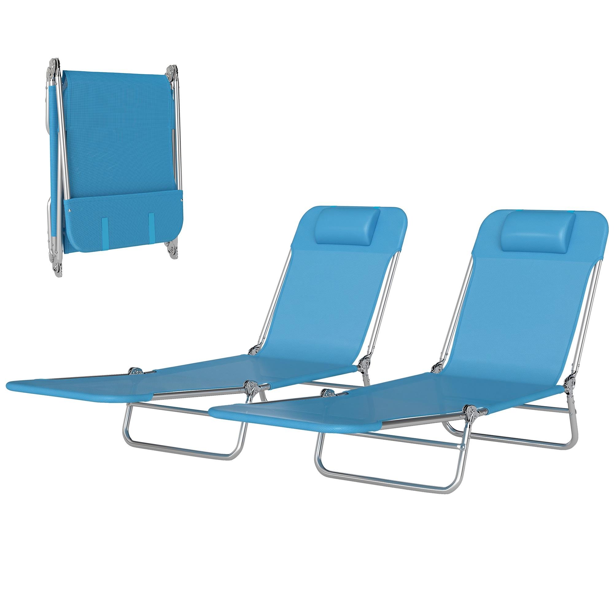 Blue Folding Chaise Set with Five Reclining Positions