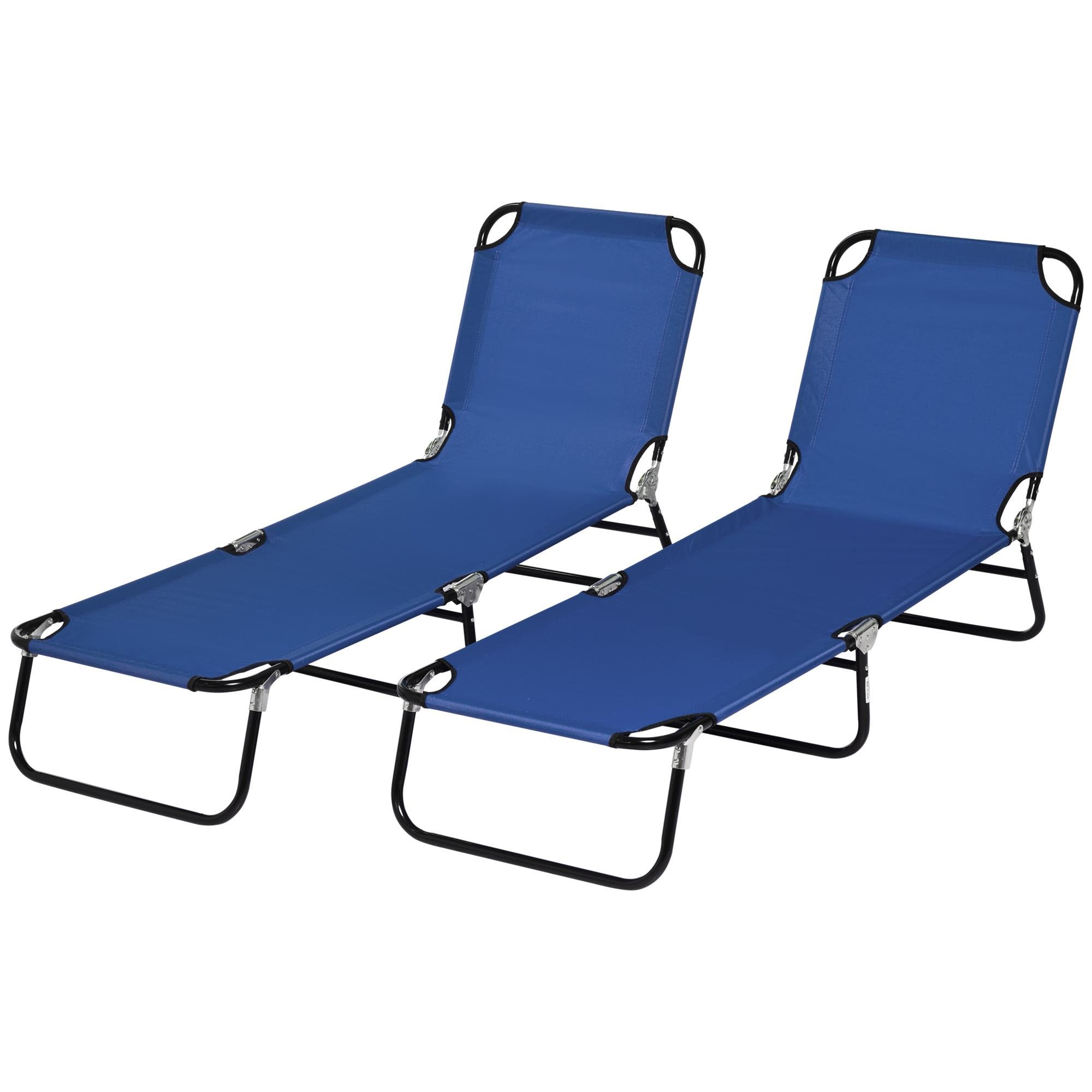 Blue Oxford Lounger Set with 5-Level Reclining Back