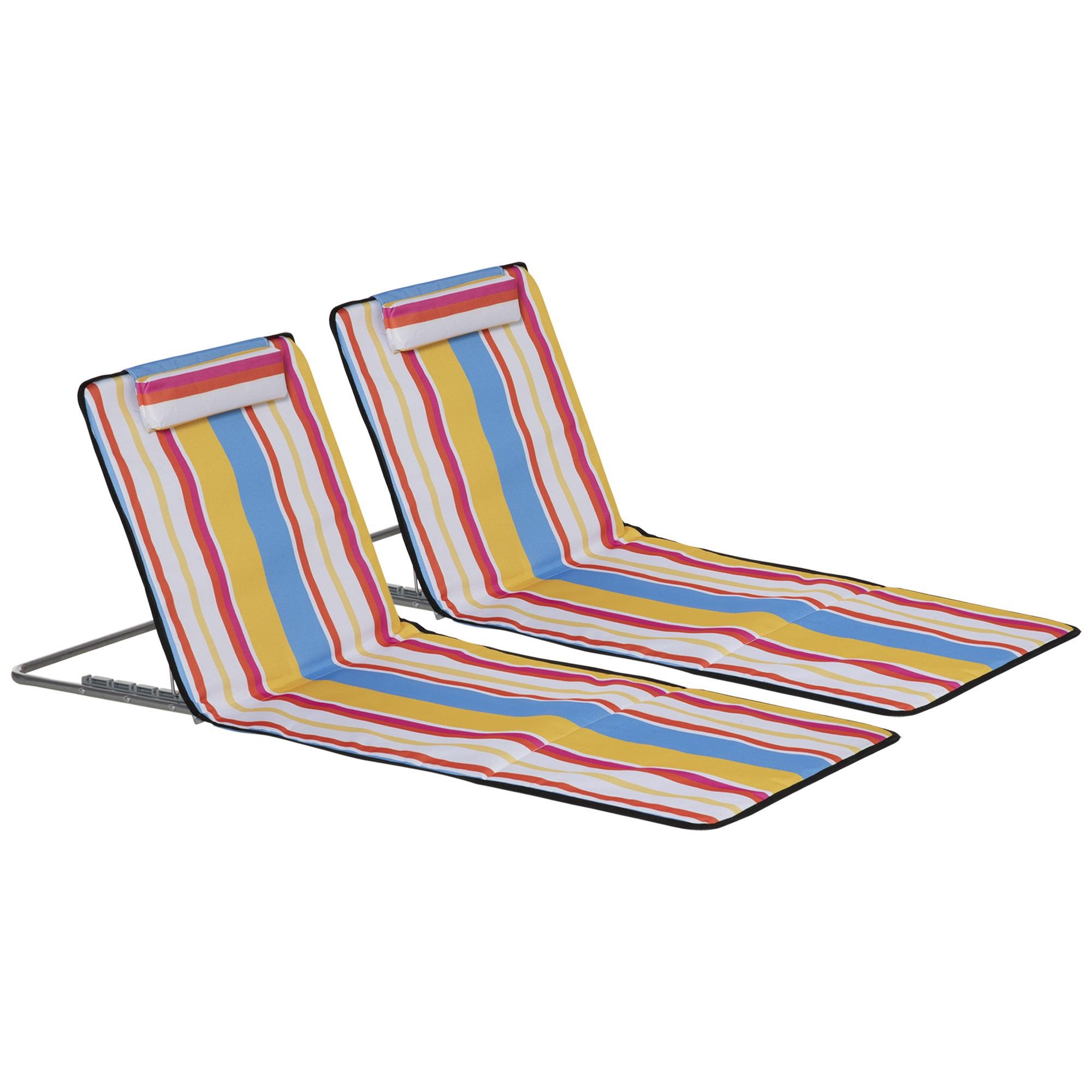 Colourful Striped Beach Mats, Five-Level Back, Set of 2