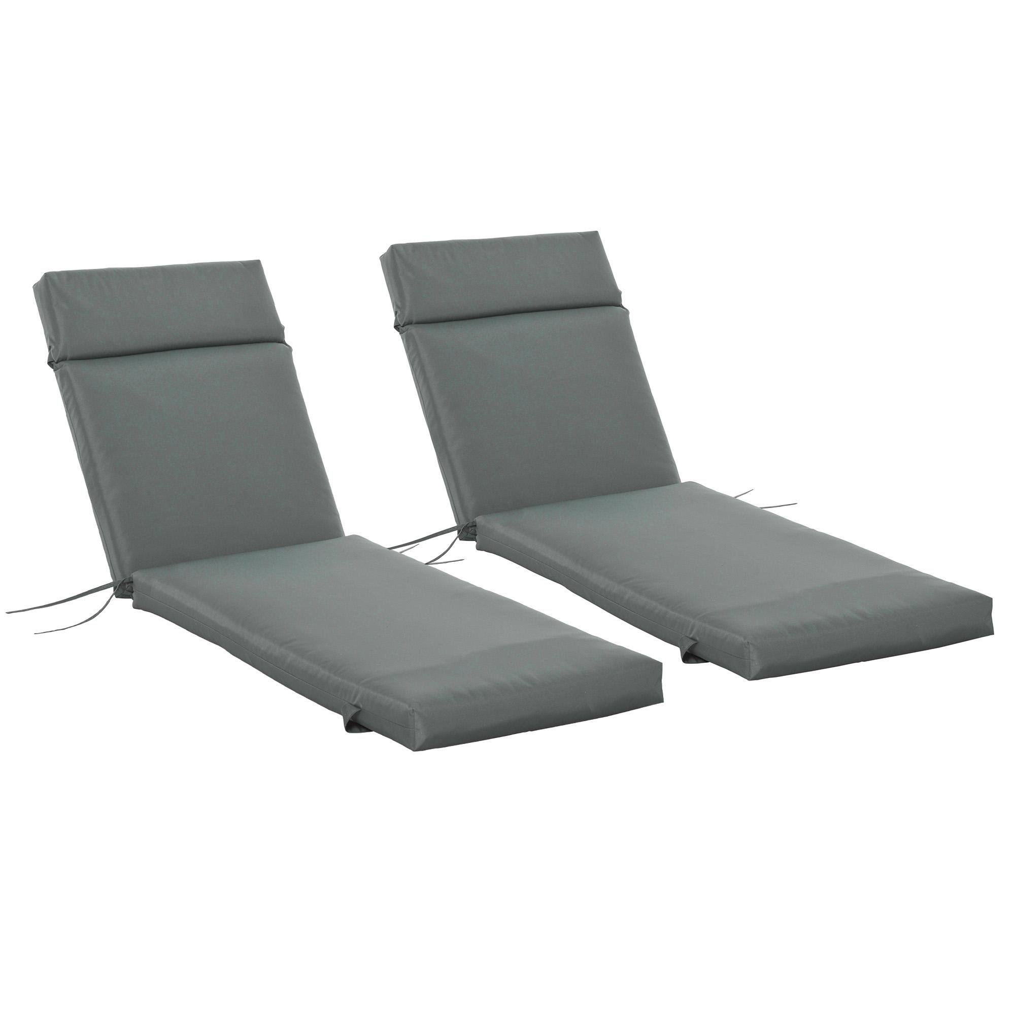 Dark Grey Chaise Cushion Set with Ties, 77.2-Inch Lounge Pads