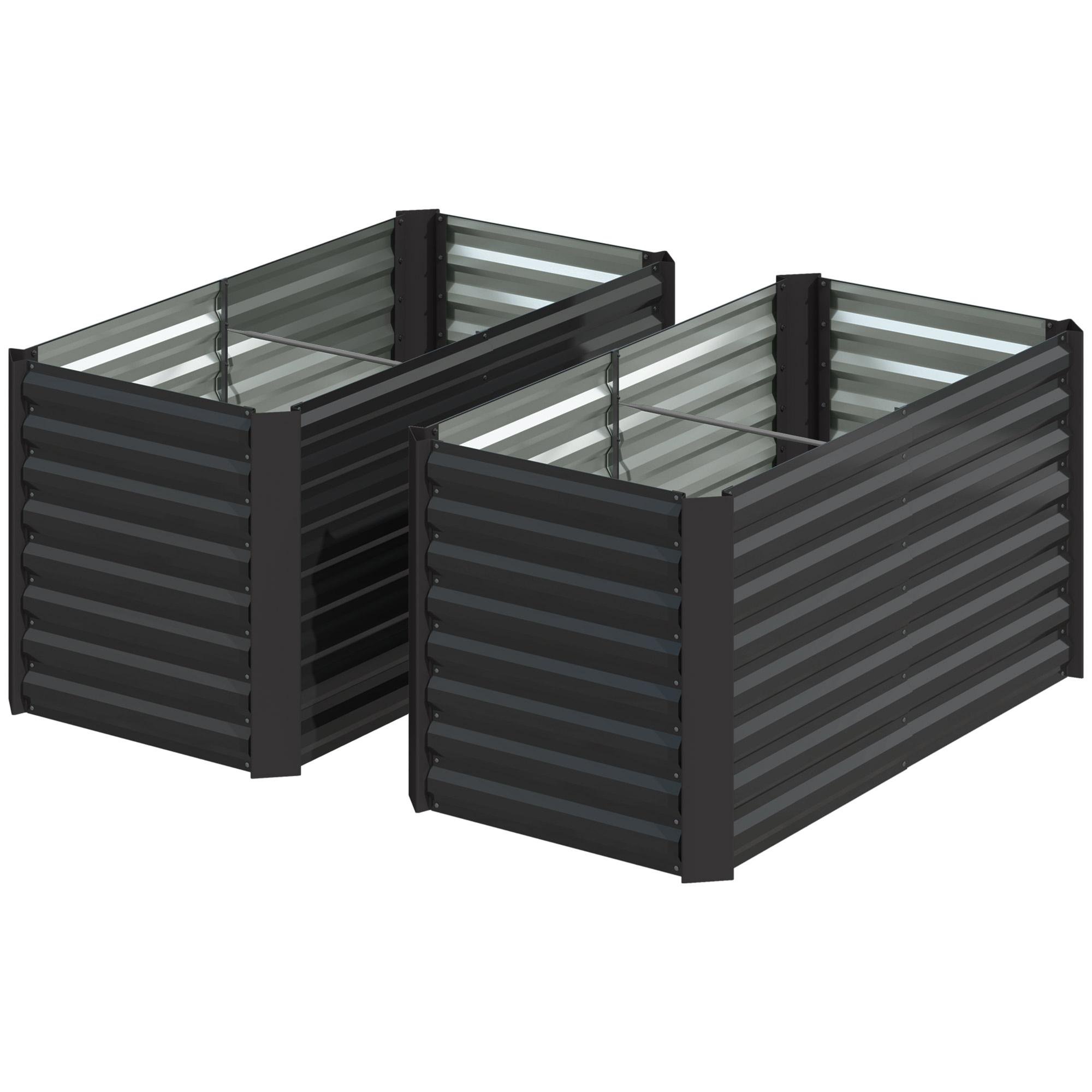 Dark Grey 4x2 Raised Bed, Galvanised Steel Set of 2