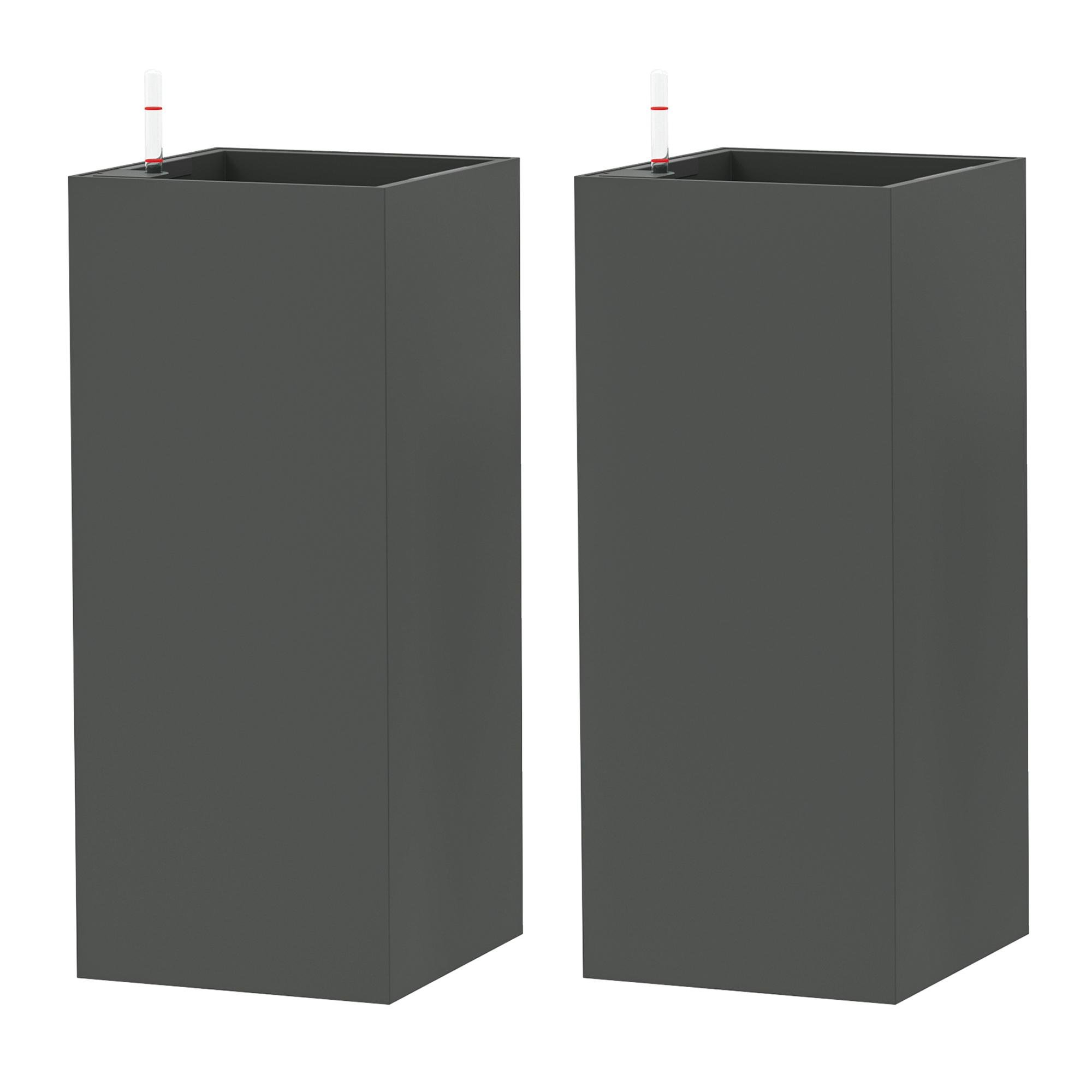 dark grey 26 inch planters with Water Level Indicator