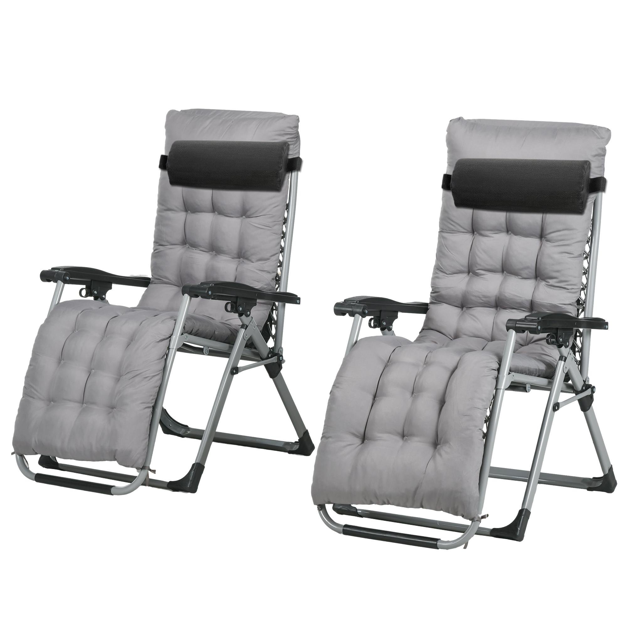 Dark Grey Zero Gravity Set, Adjustable 2-Piece Lounger Chairs