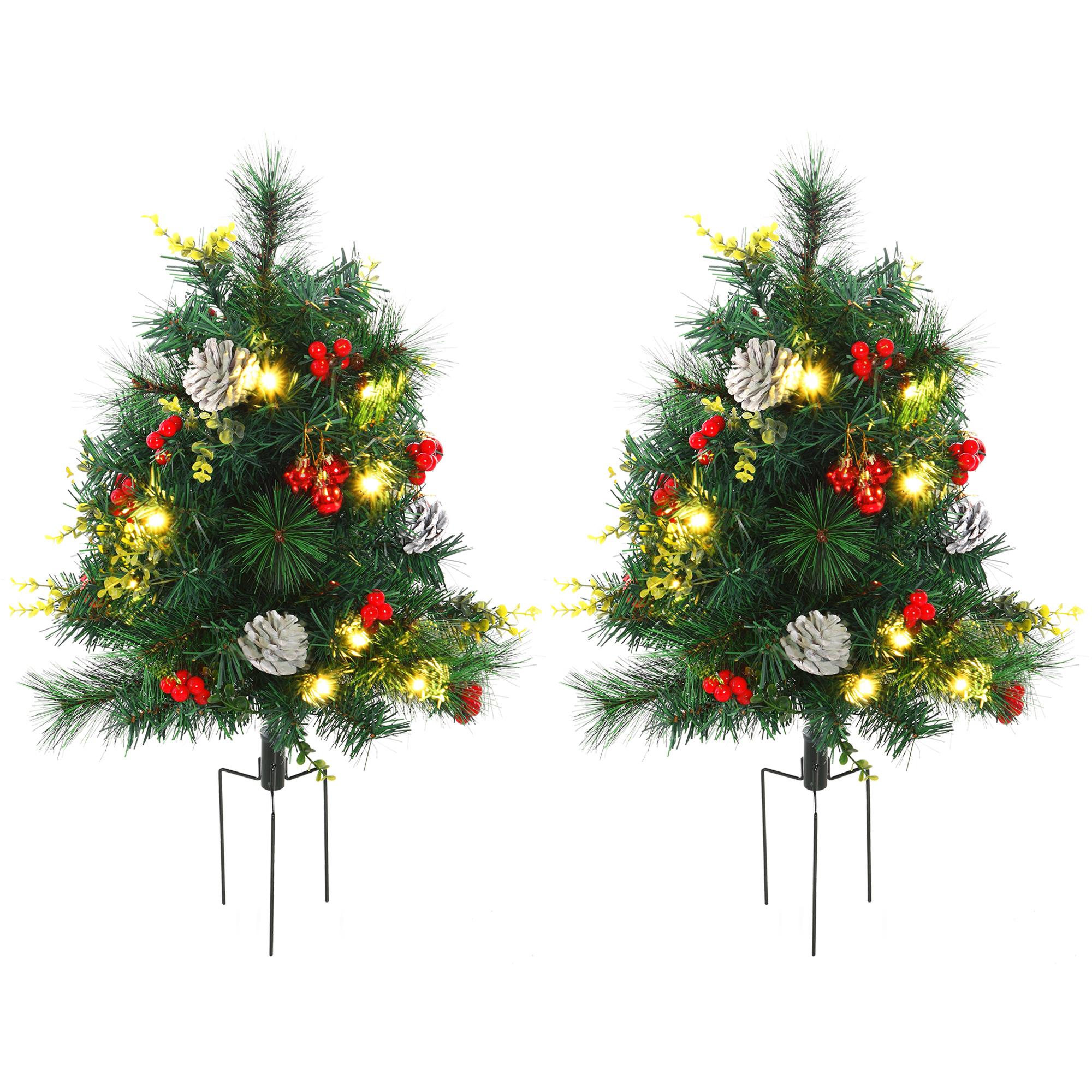 2.5 ft Berry Pine Tree Pre-Lit Artificial Christmas Set