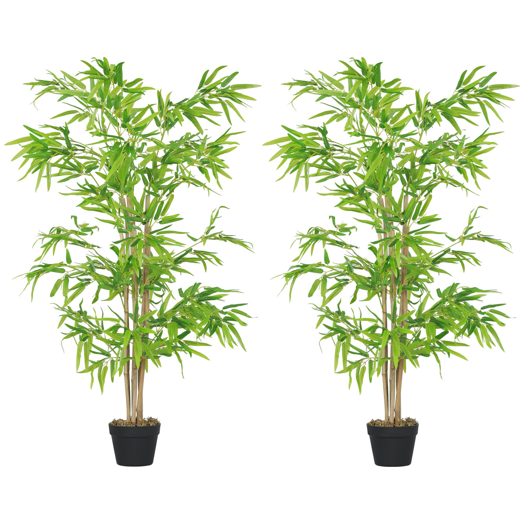 5ft Green Artificial Bamboo Set, 2-Piece Indoor Décor