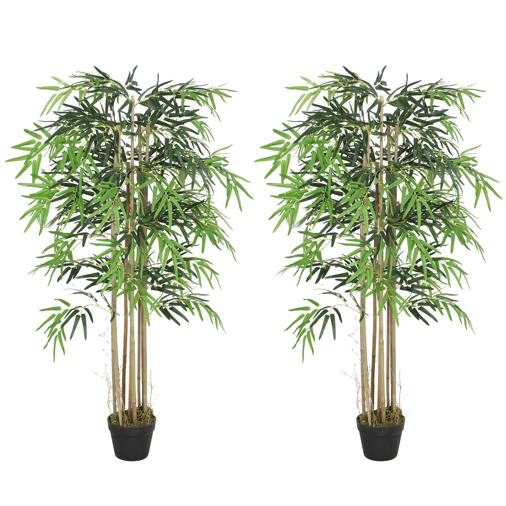5ft artificial bamboo duo with 1095 realistic leaves for indoors