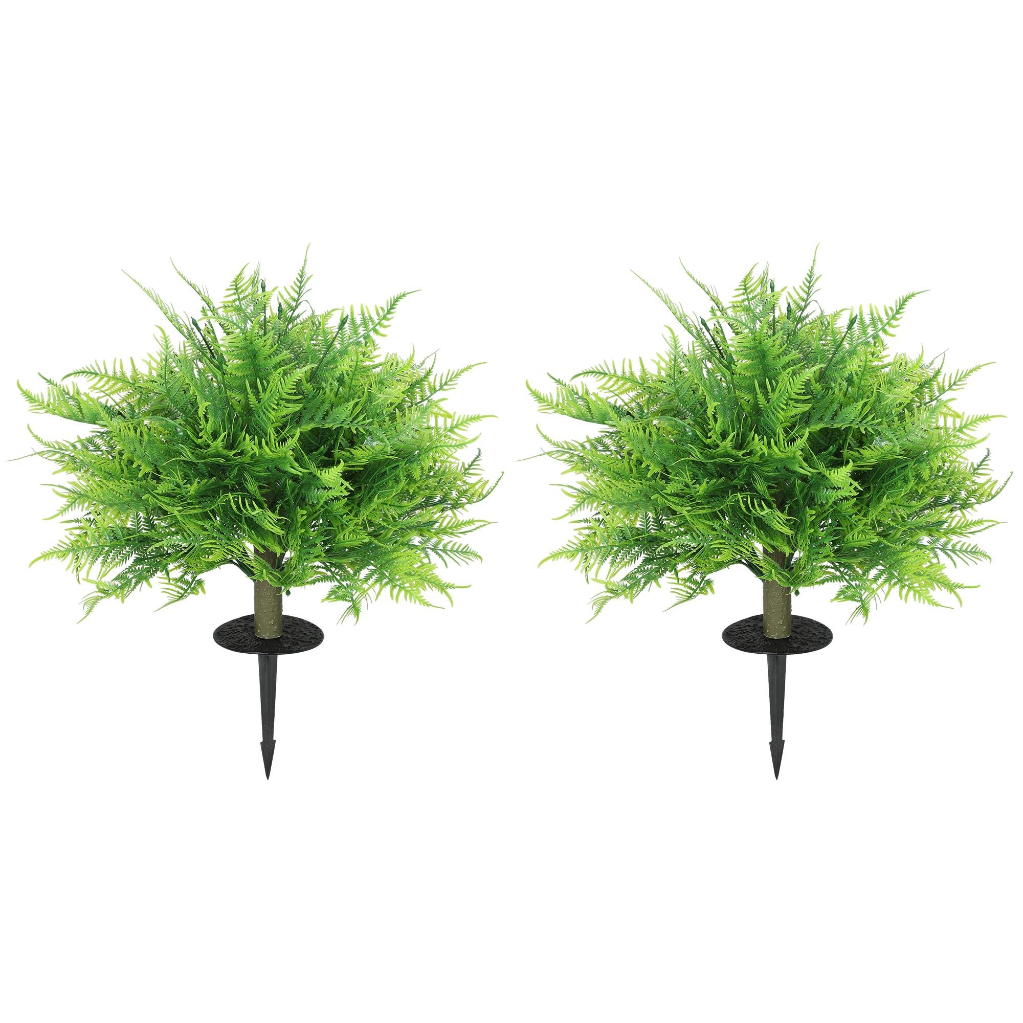 40cm Green Artificial Fern UV-Resistant Set of 2