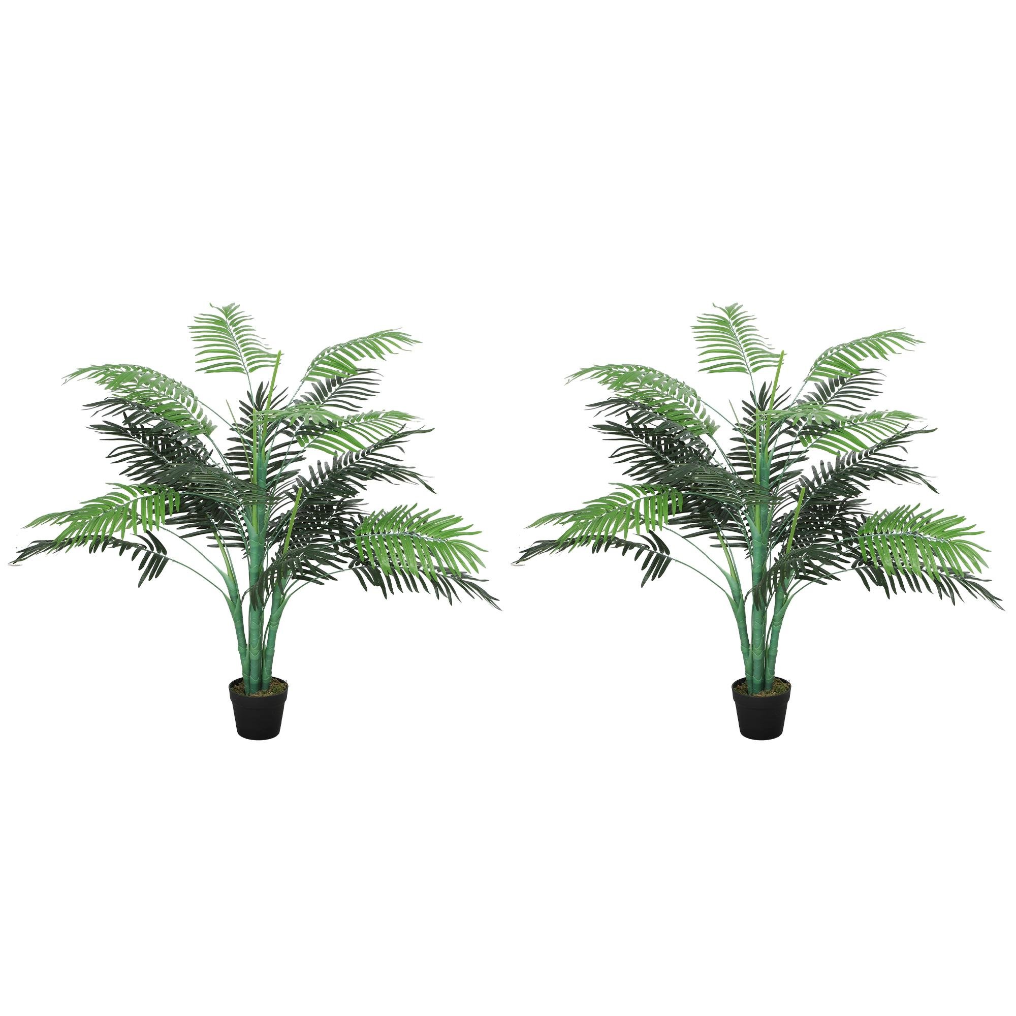 4ft Green Artificial Palm Pair with Lifelike Leaves