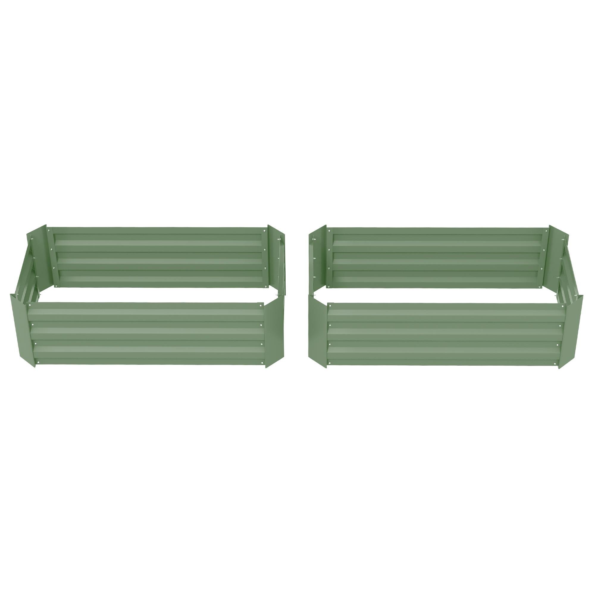 Green Galvanized Planter Pair, Open-Bottom 39.4-In Beds