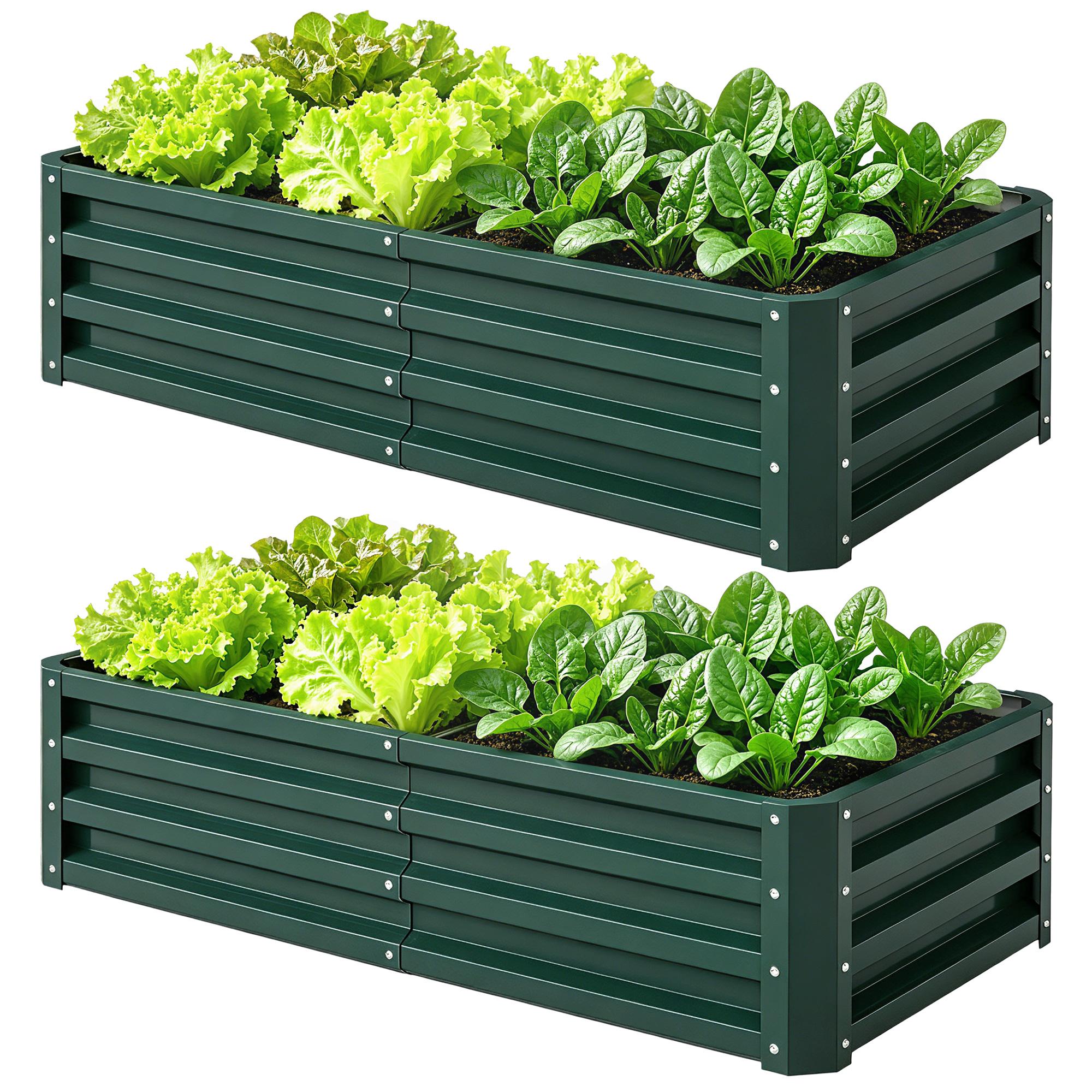 Green 4x2 Galvanized Bed – Set of 2, 12 in Deep