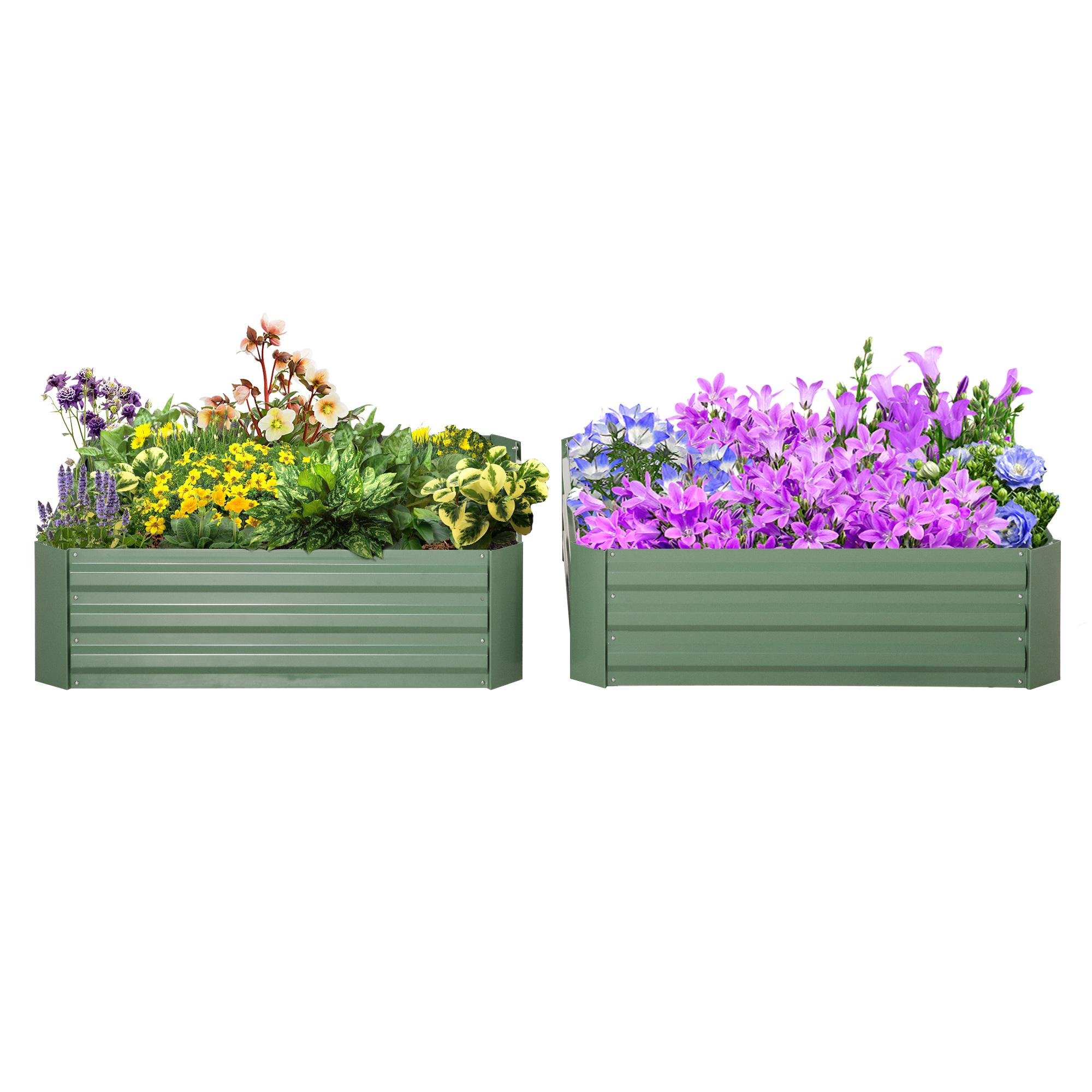 Green Steel Garden Bed Set with Open Bottom, 39.4 in