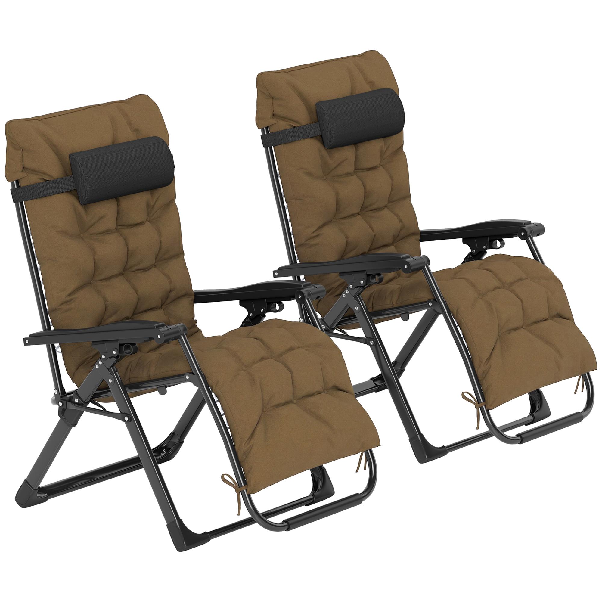 Khaki Zero Gravity Chair Pair with Removable Cushion