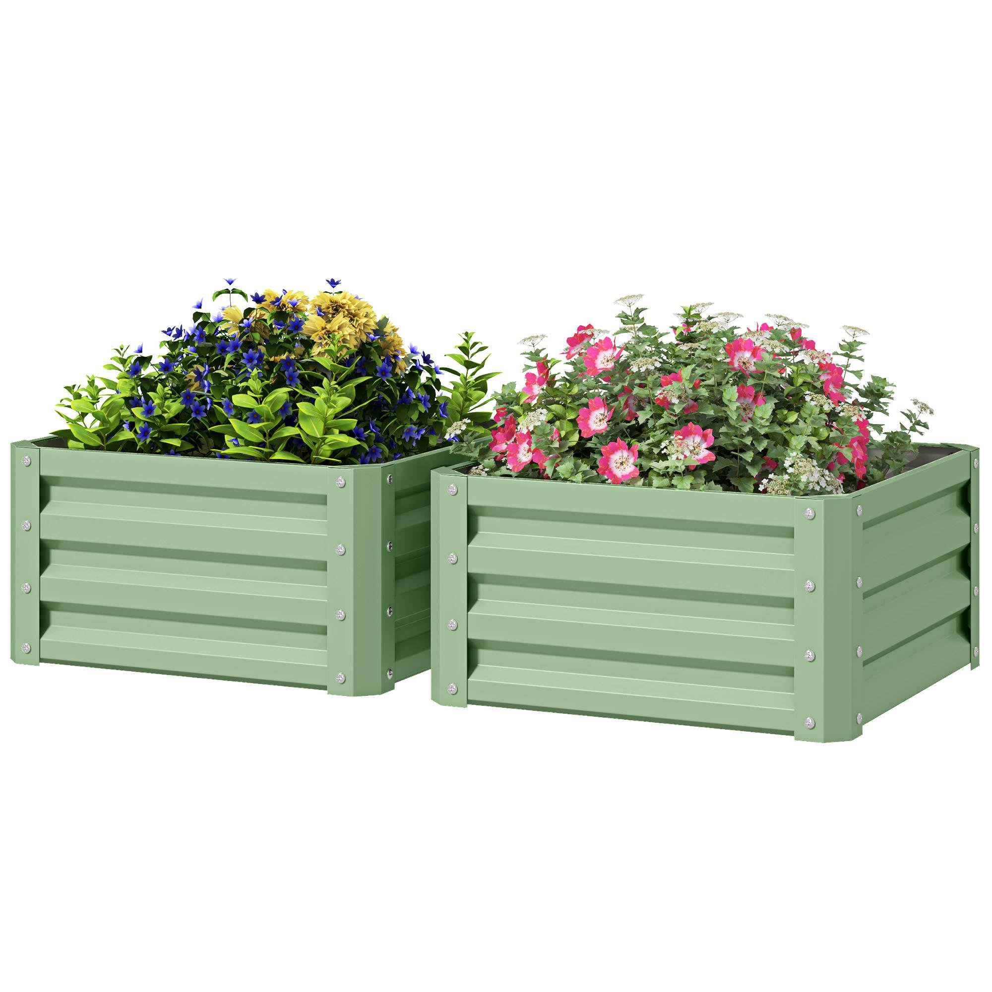 Light Green Open Bottom Beds, 2 x 2 x 1 ft Raised Garden Set