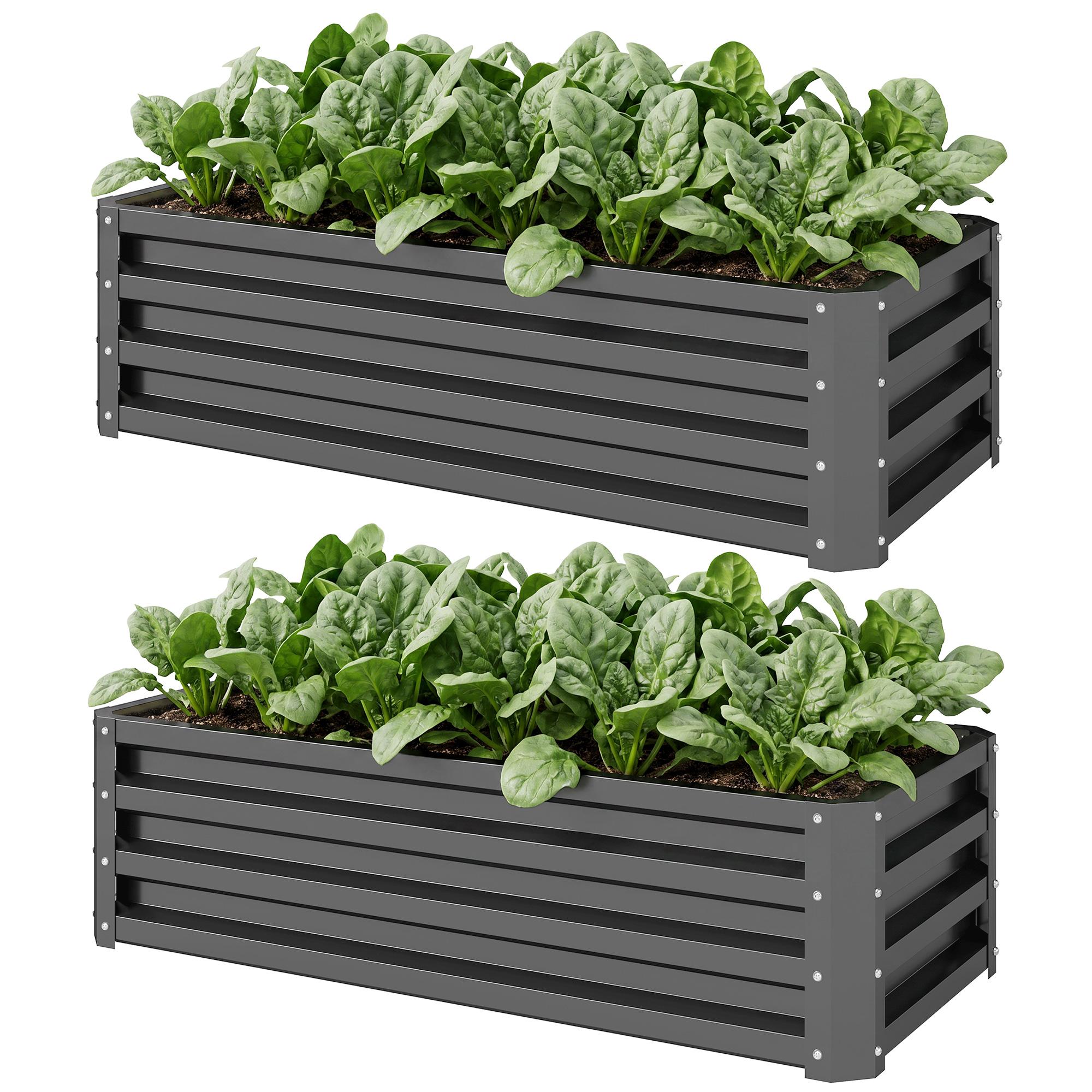 Galvanized Steel Garden Beds, Set of 2, Open Bottom