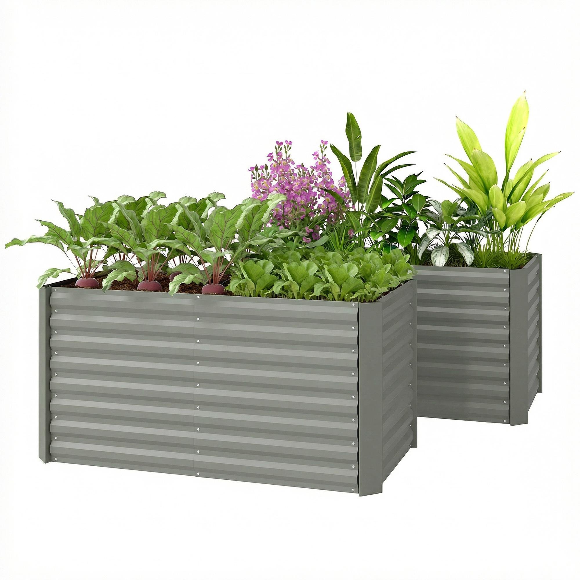 Light Grey 4x2 Planter - Extra-Deep Metal Raised Garden Bed