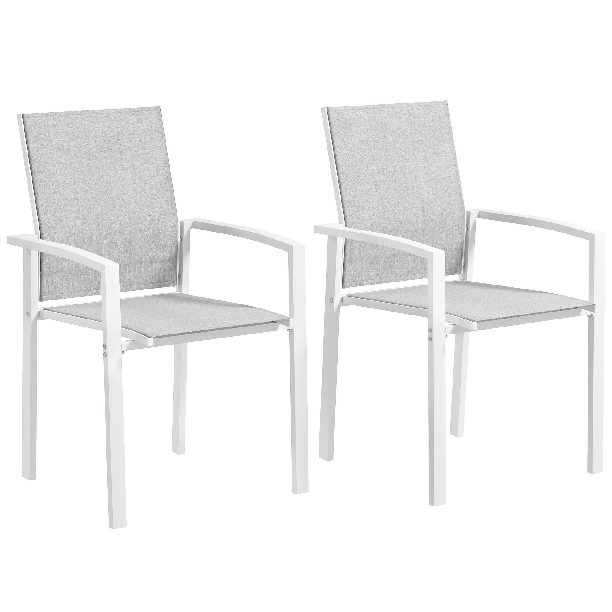 Light Grey Texteline Chairs, Stackable Set of 2