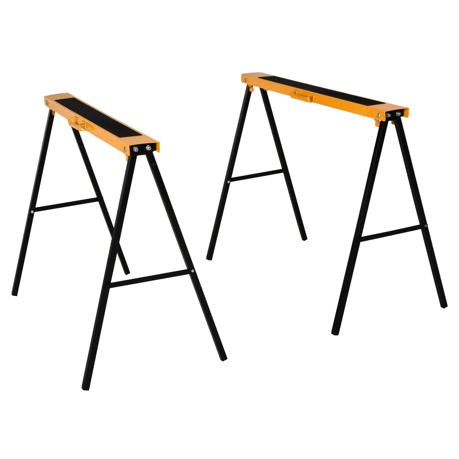 Orange Folding Sawhorse Set with Non-Slip EVA Surface