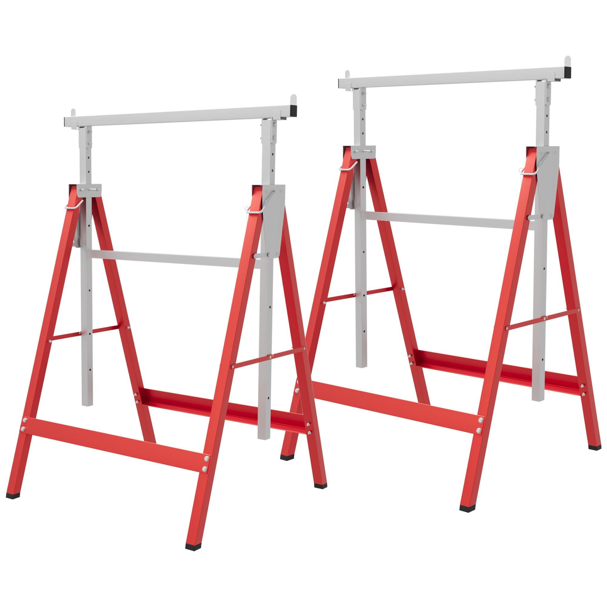 Red Adjustable Steel Trestle Set for DIY Work