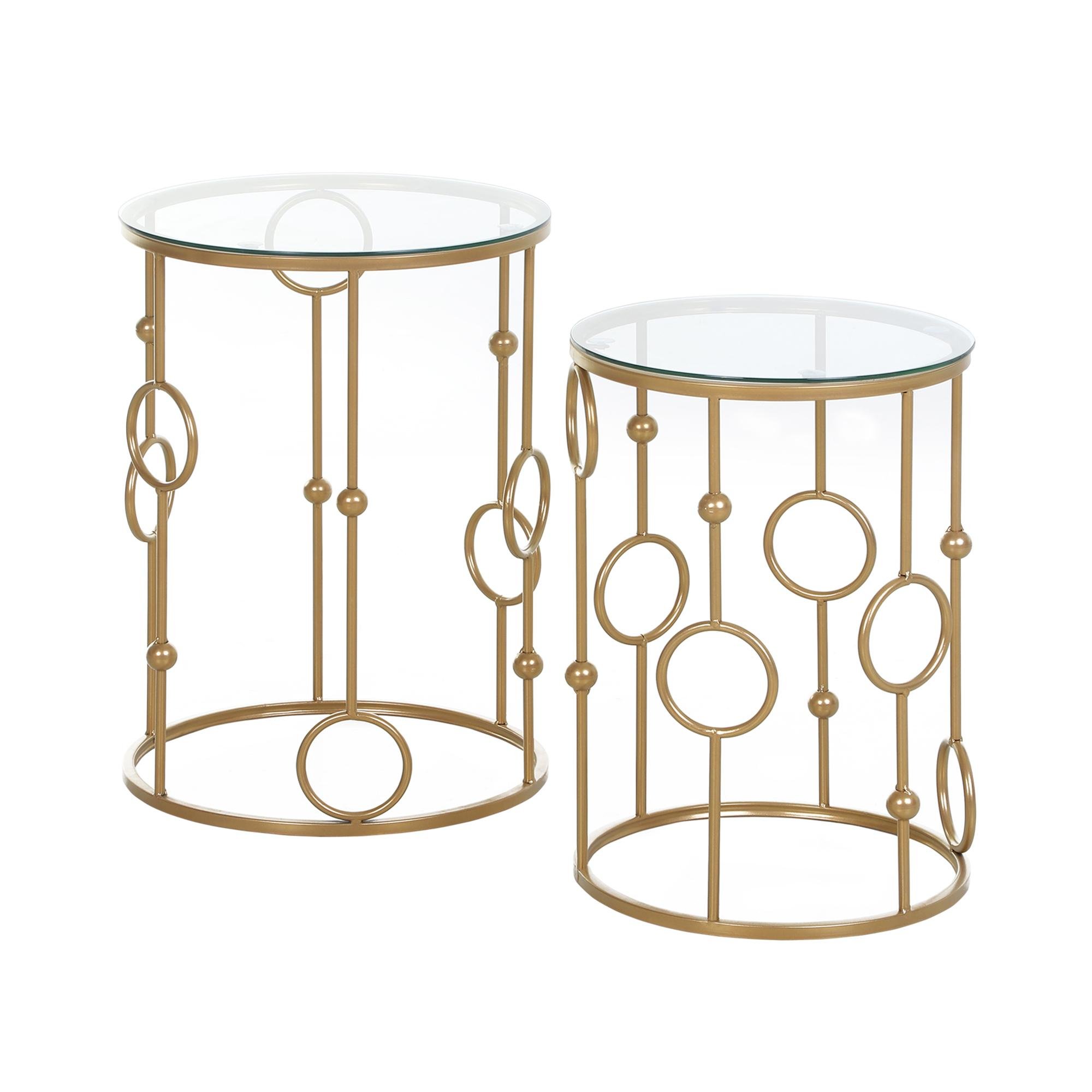 Gold Glass Nesting Coffee Tables Set of 2