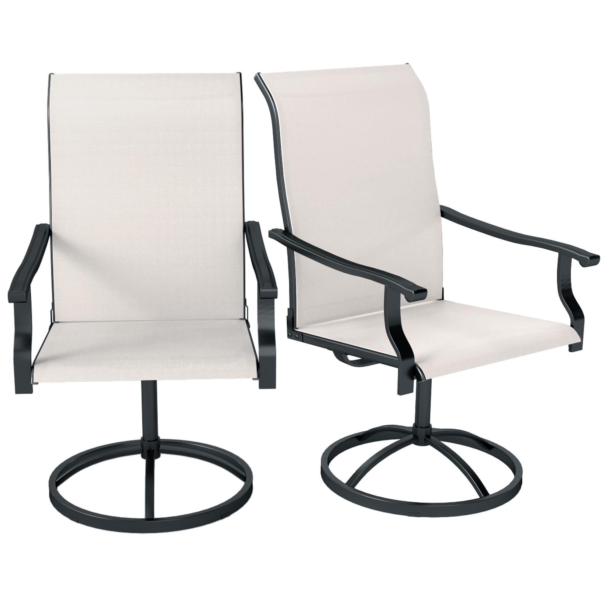 White Mesh Swivel Chairs, 360° Rotation, Set of 2