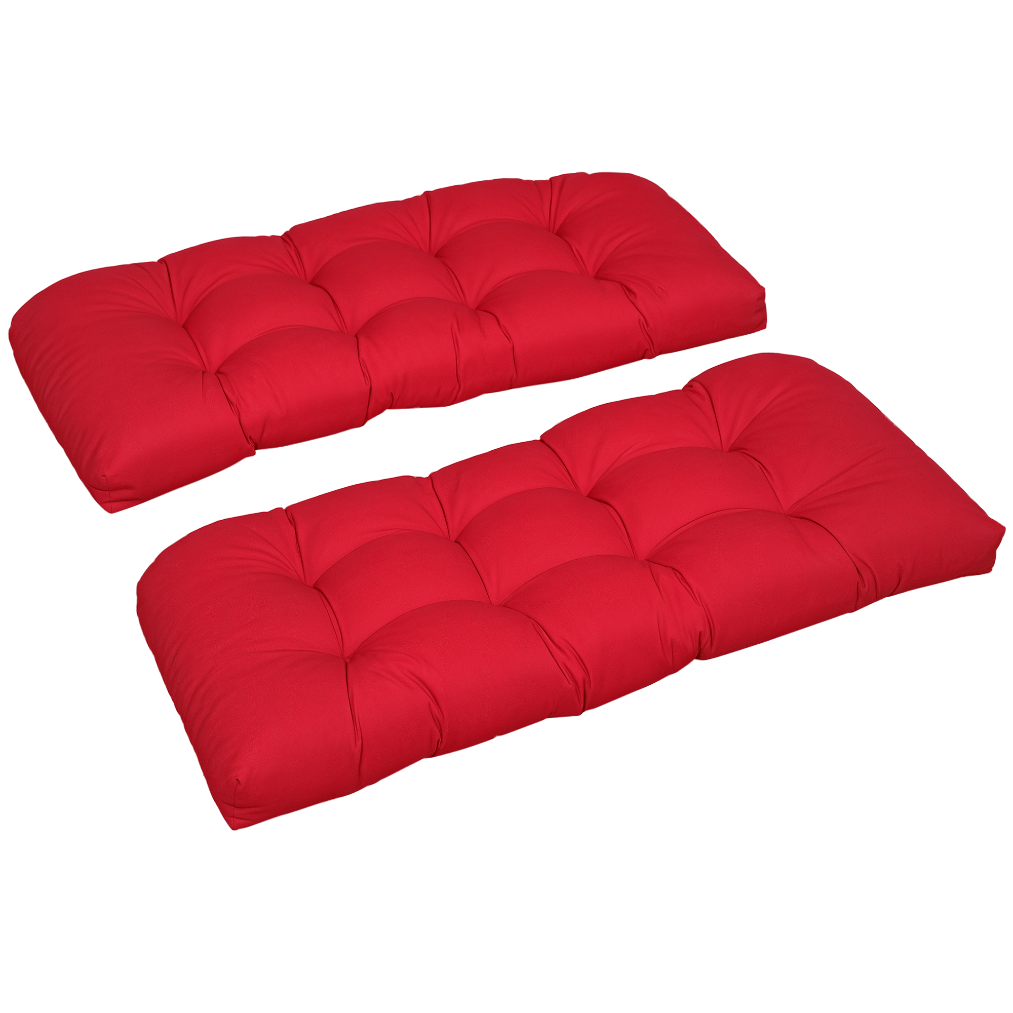 Wine Red Tufted Loveseat Pad, 43.3-Inch Outdoor Cushion