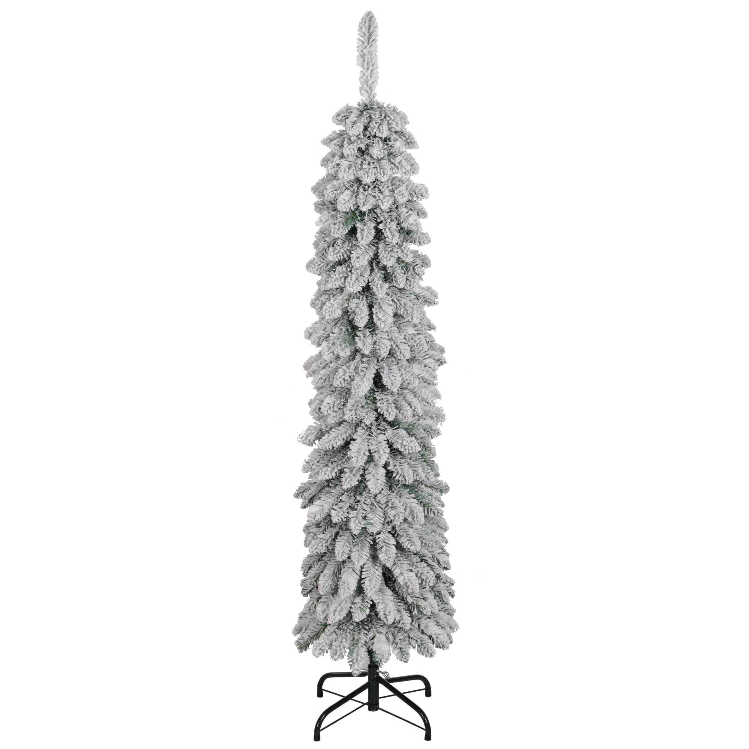 5 ft Flocked Slim Tree with 301 Snow-Flocked Tips