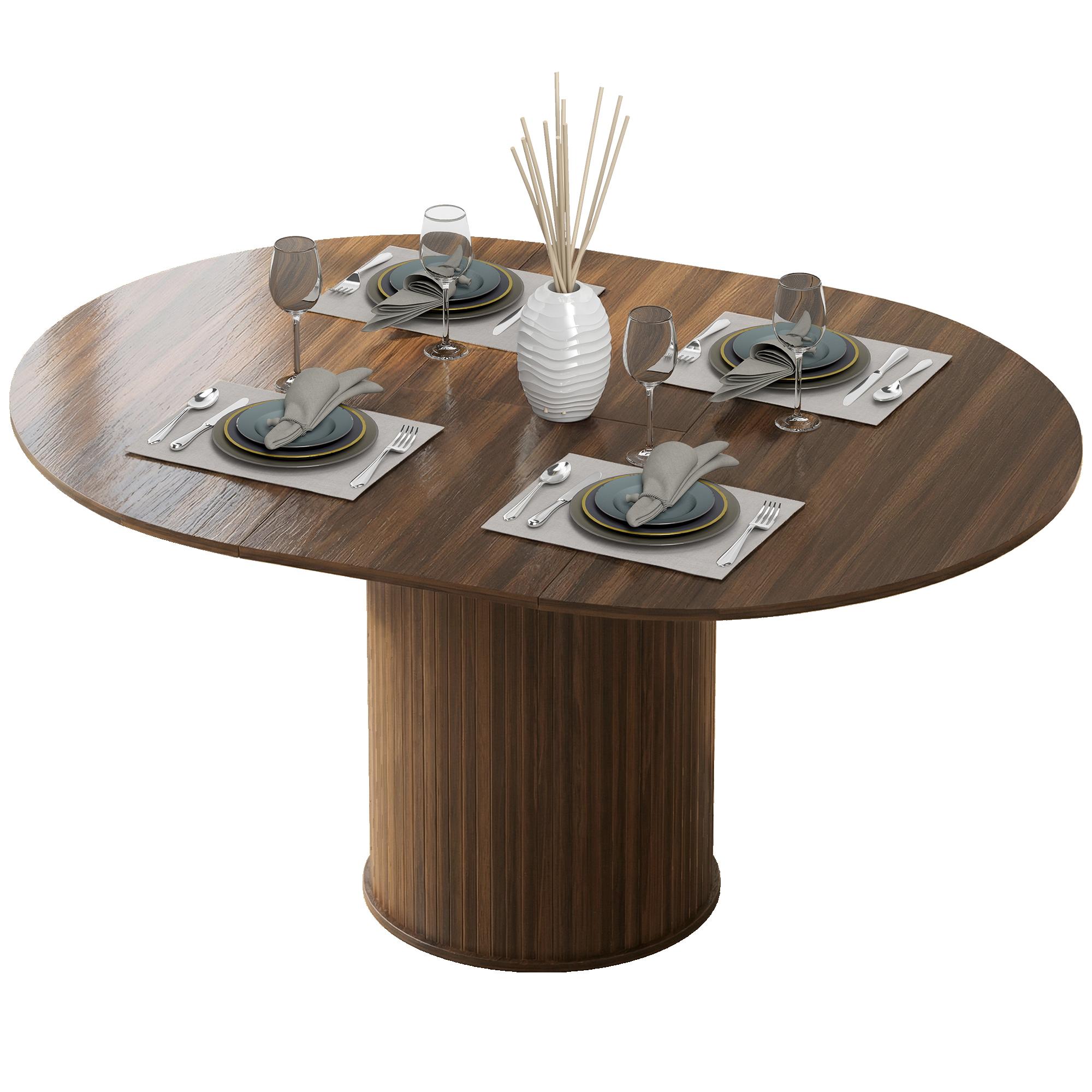 Walnut Pedestal Dining Table, Extendable for 6–8
