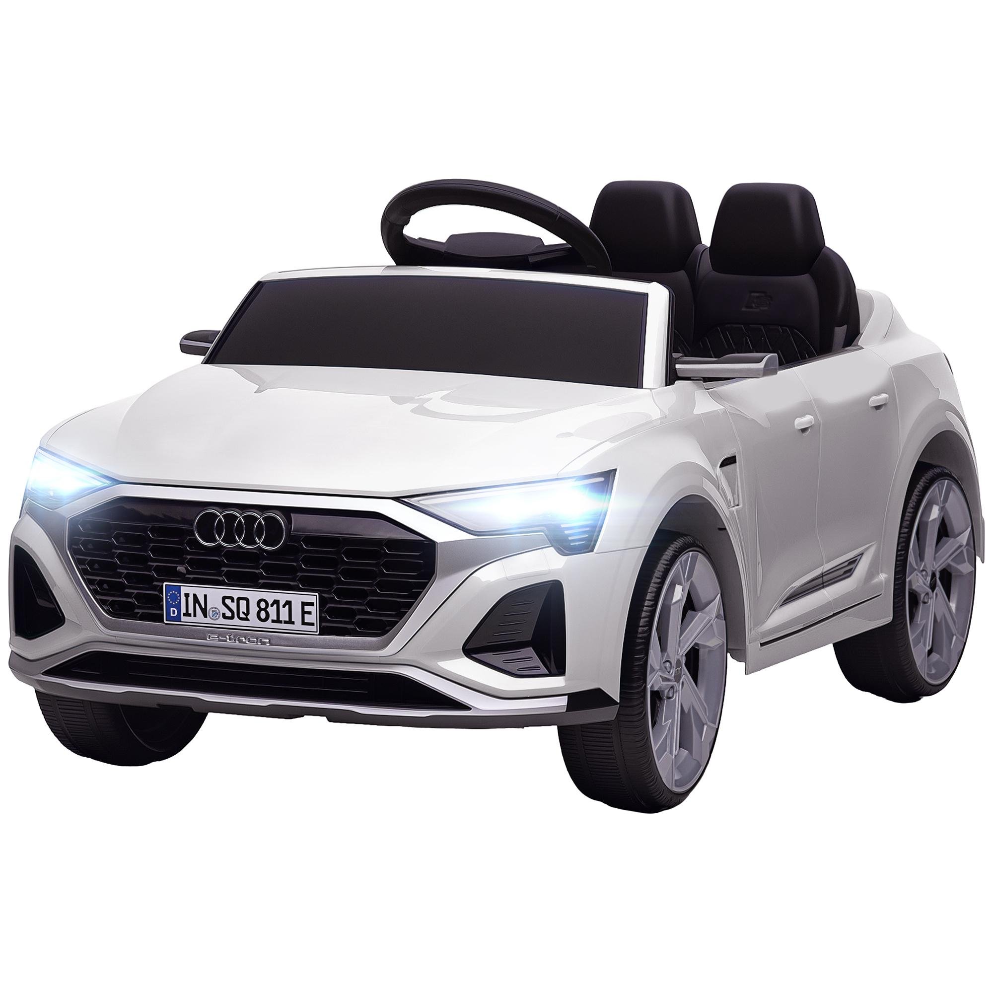 White 12V Remote Ride-On Car with Dual Motors