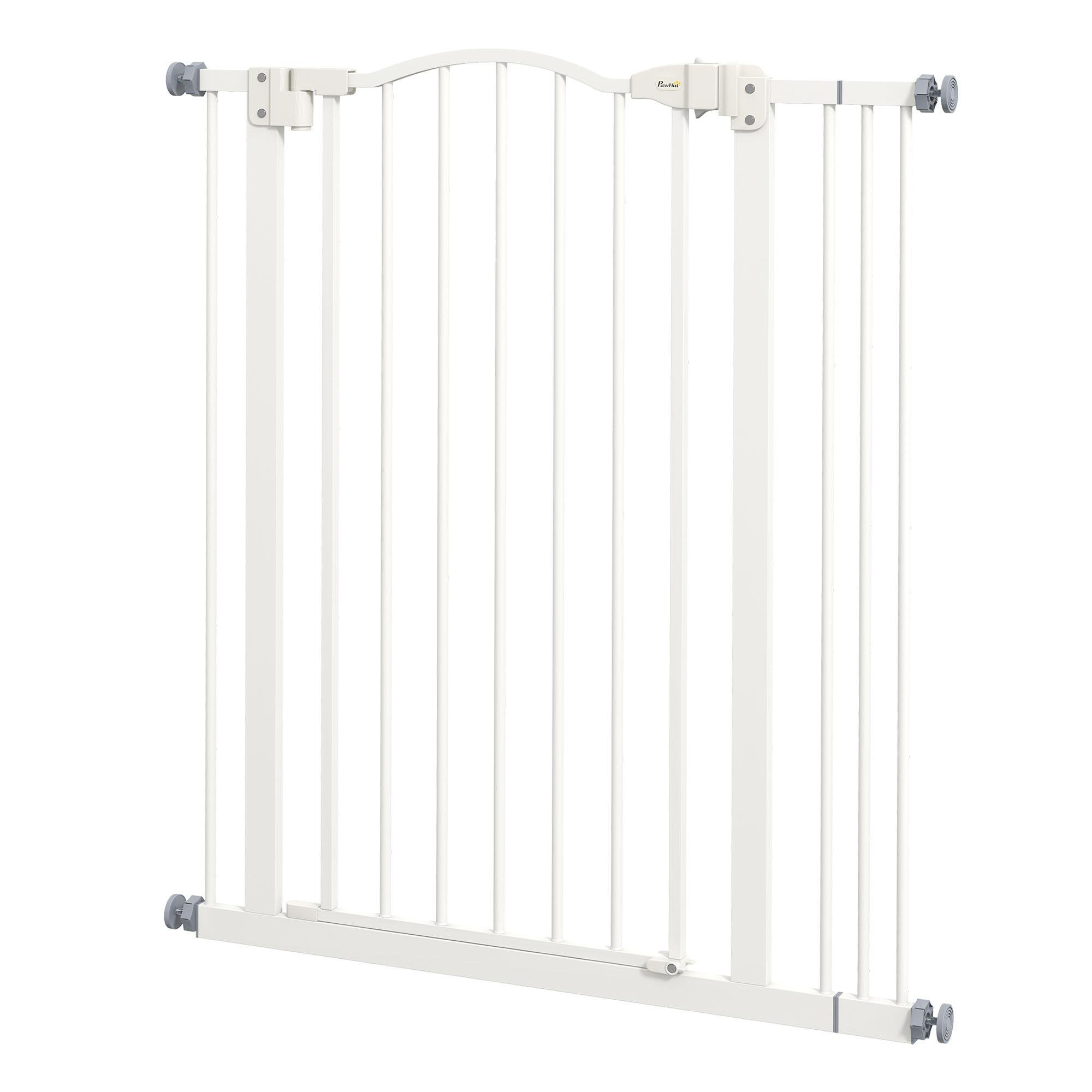 White Pressure Fit Dog Barrier with Auto-Close Door
