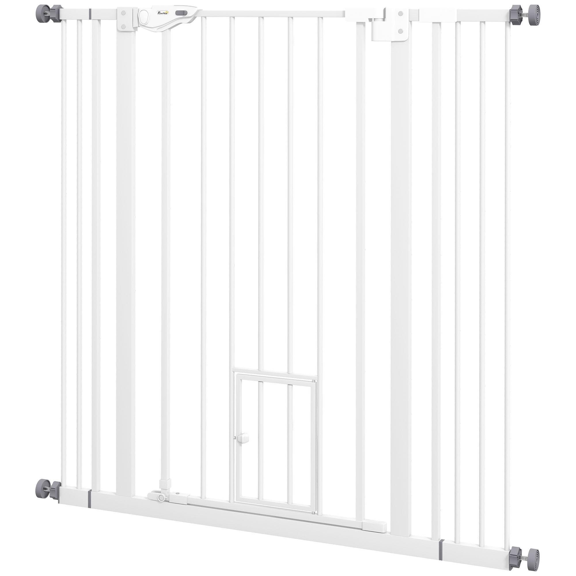 41 inch white dog gate with cat door