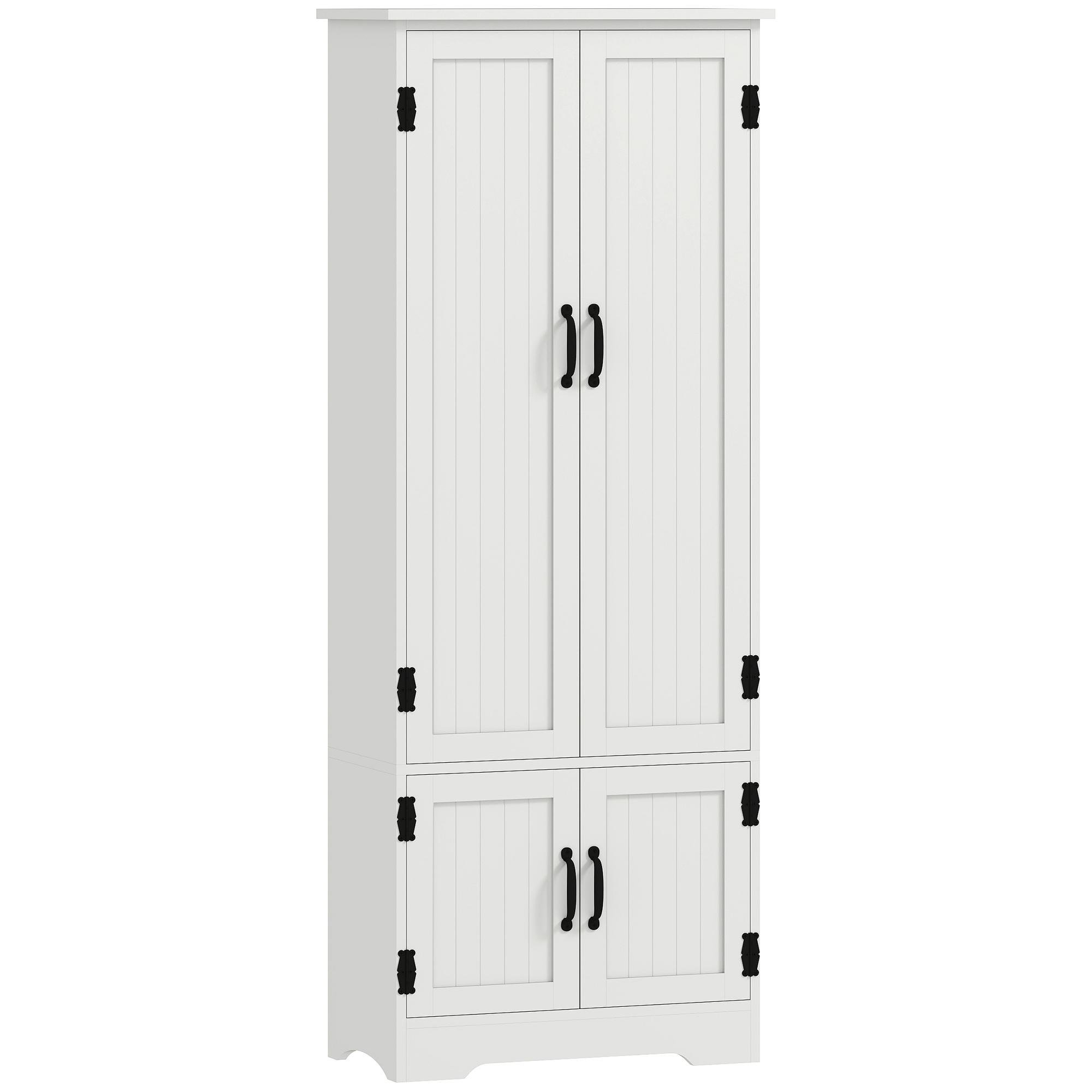 White 60 Inch Pantry Cabinet with Adjustable Shelves
