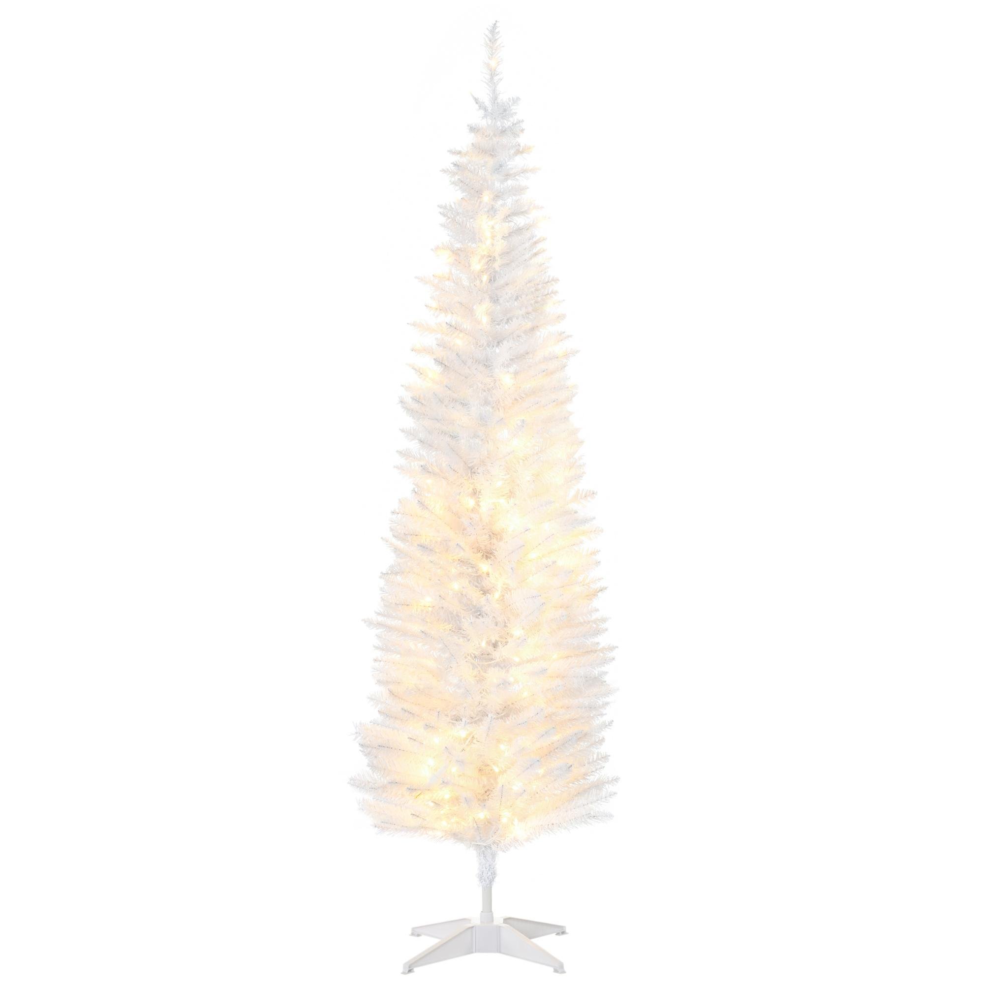 6 ft White Pencil Tree with 200 Warm White LED Lights