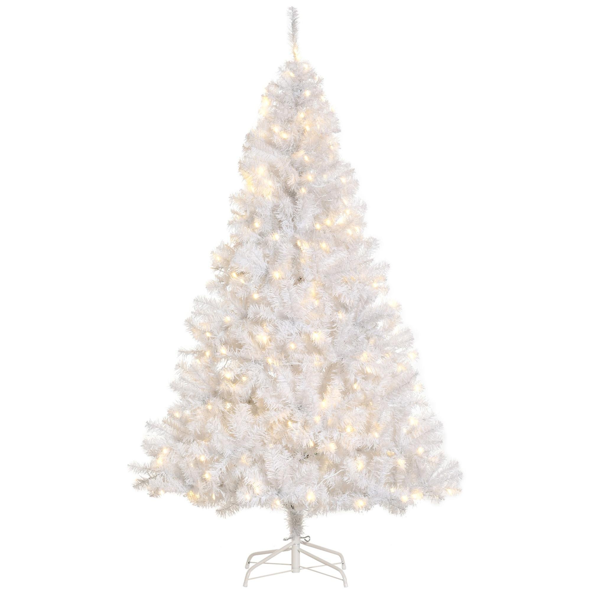 6 Ft White Pre-Lit Tree with 250 Warm White LED Lights