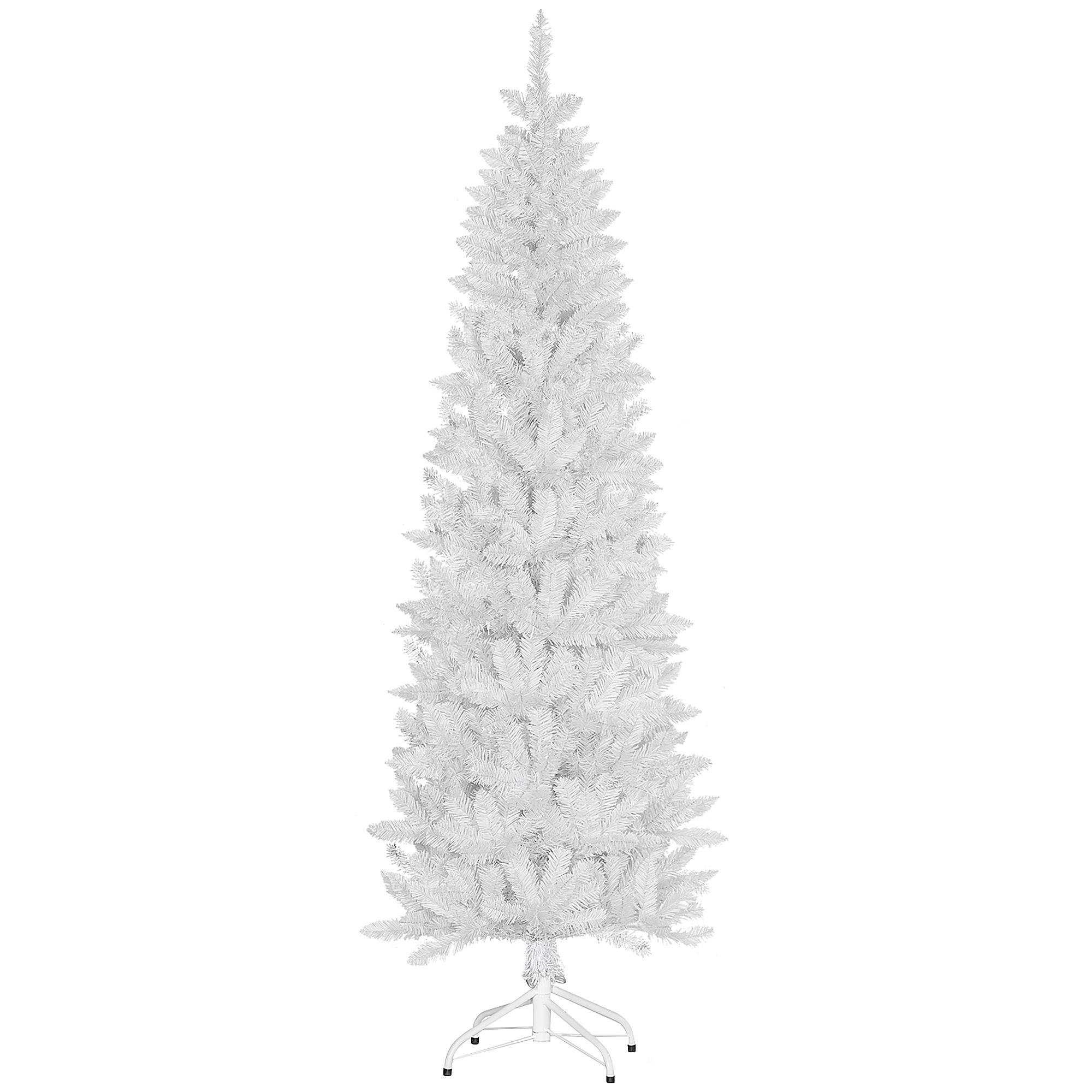 7 ft White Slim Tree with 687 Tips and Metal Base
