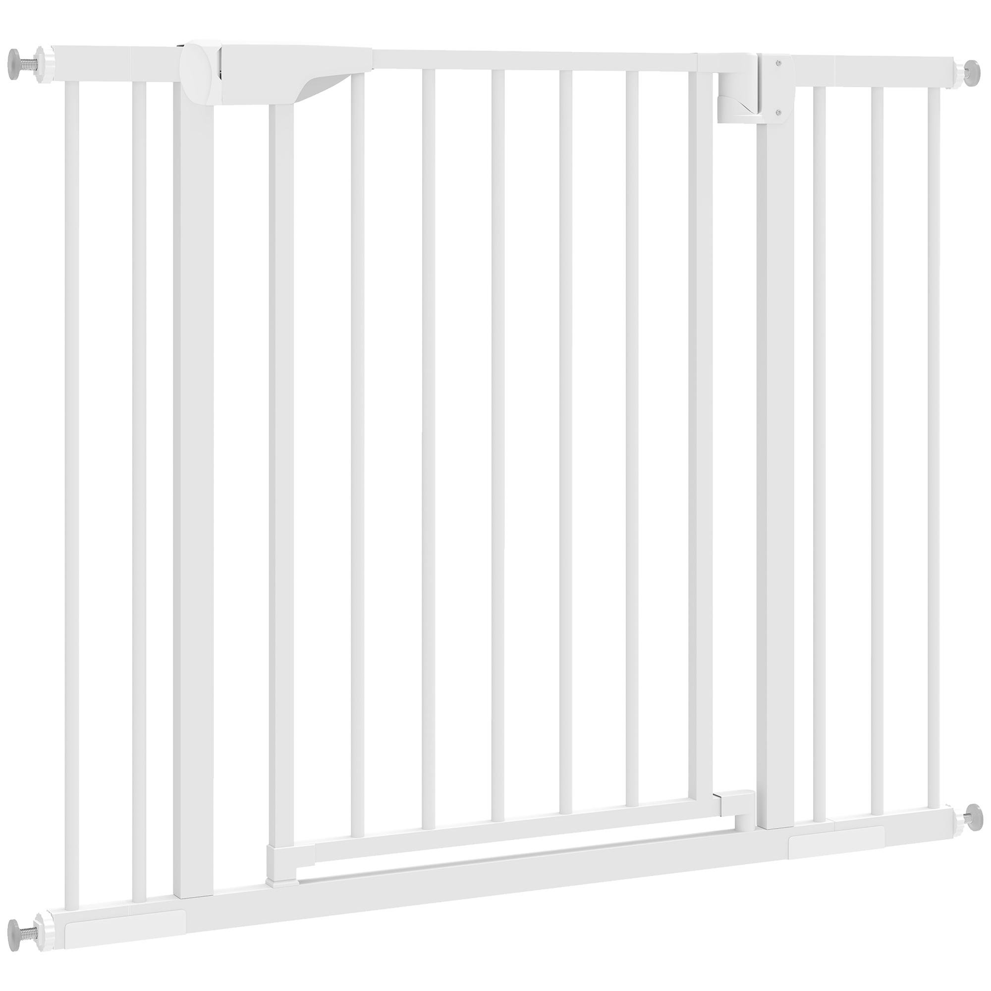 White carbon steel pet gate, pressure fit 29.9-40.2 in