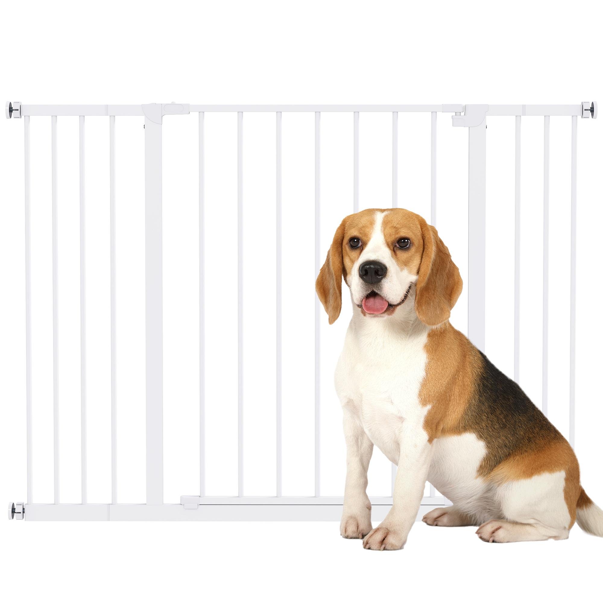 White Adjustable Dog Gate with One-Hand Door, 76-107 cm