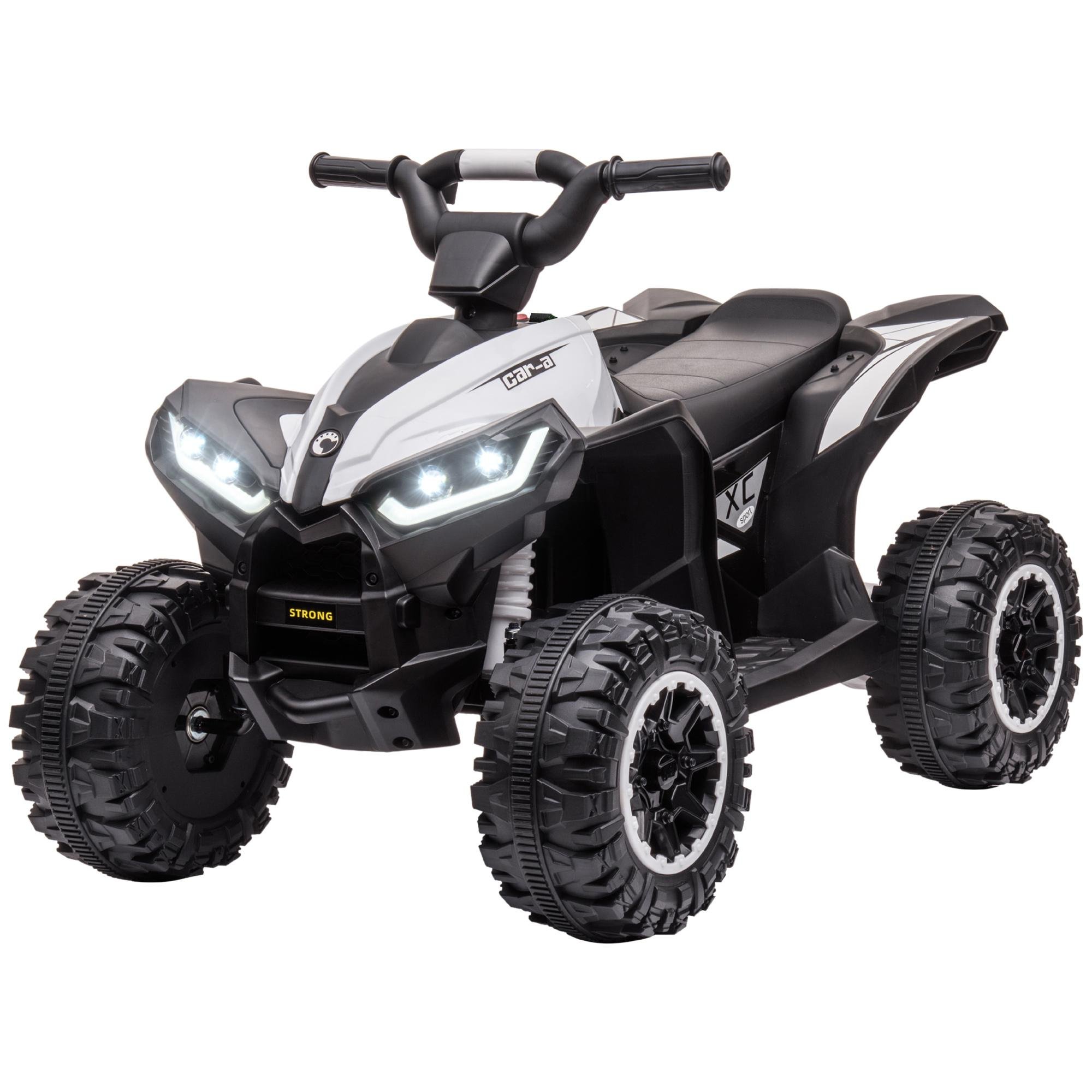 White 12V Kids Quad with Dual Motors and Two Speeds