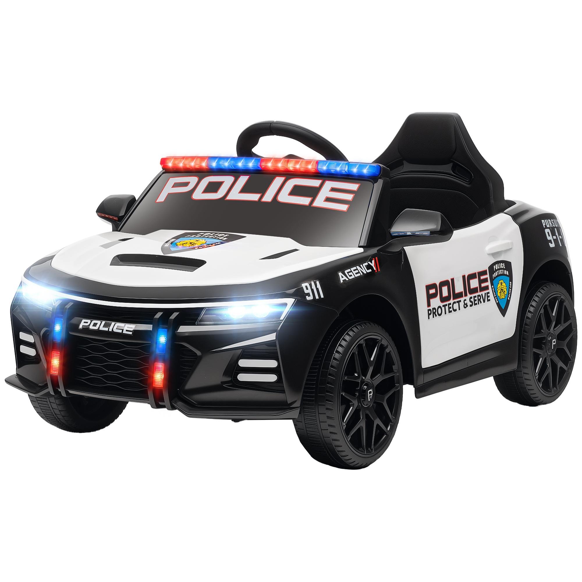 White Police Ride On Car with 2.4G Parent Remote