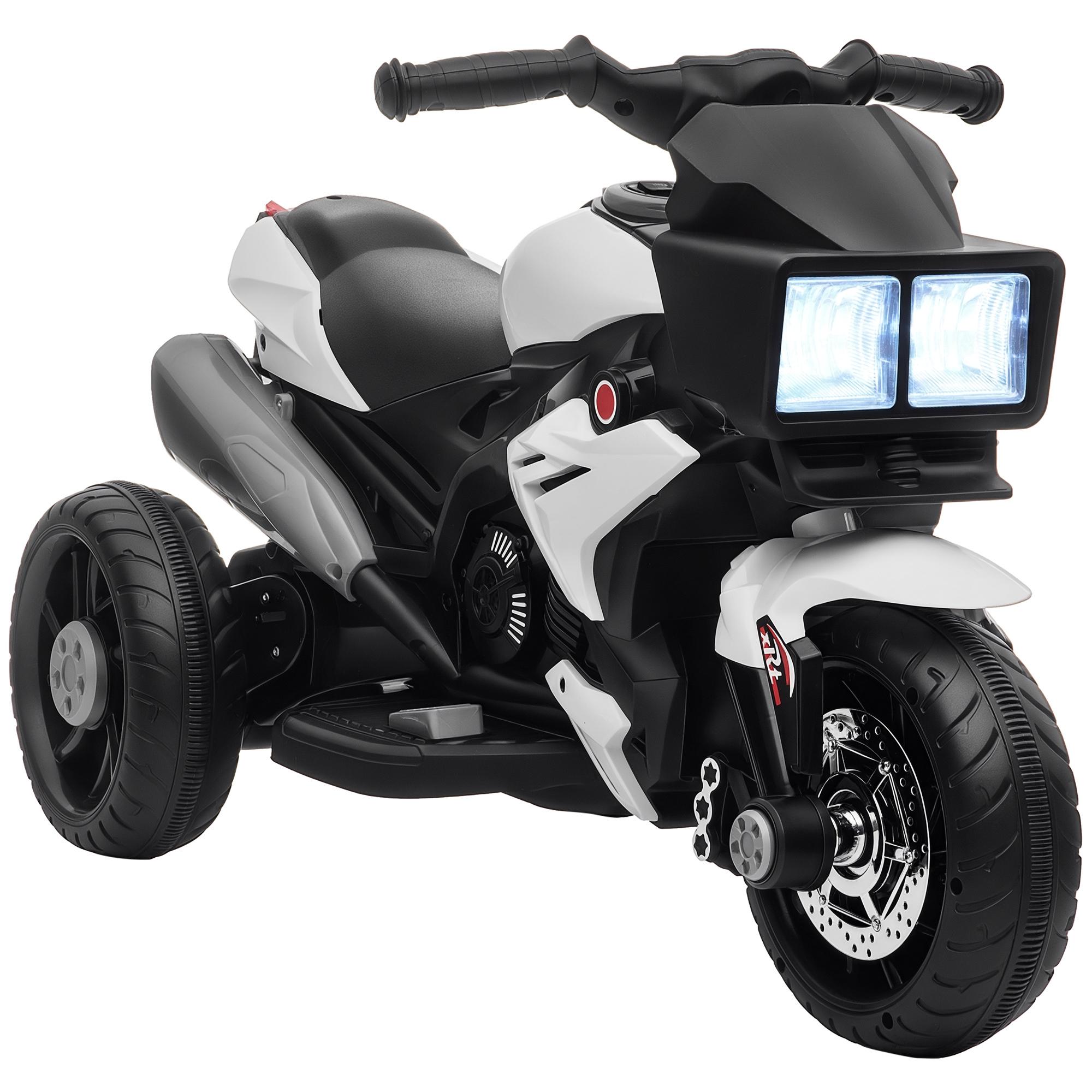 White Kids Electric Motorcycle with 6V Power and Music
