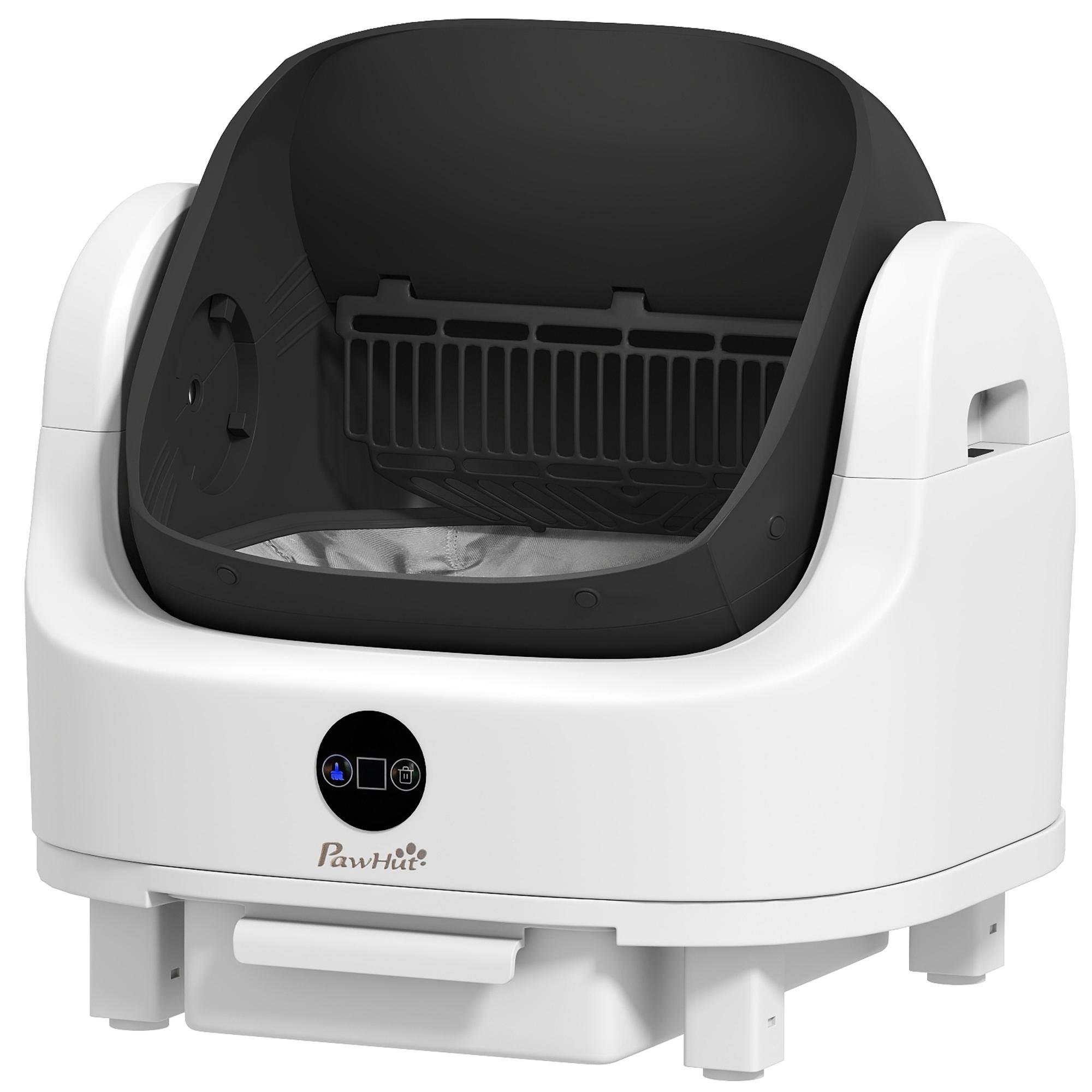 White Self-Cleaning Litter Box with Open-Top Design