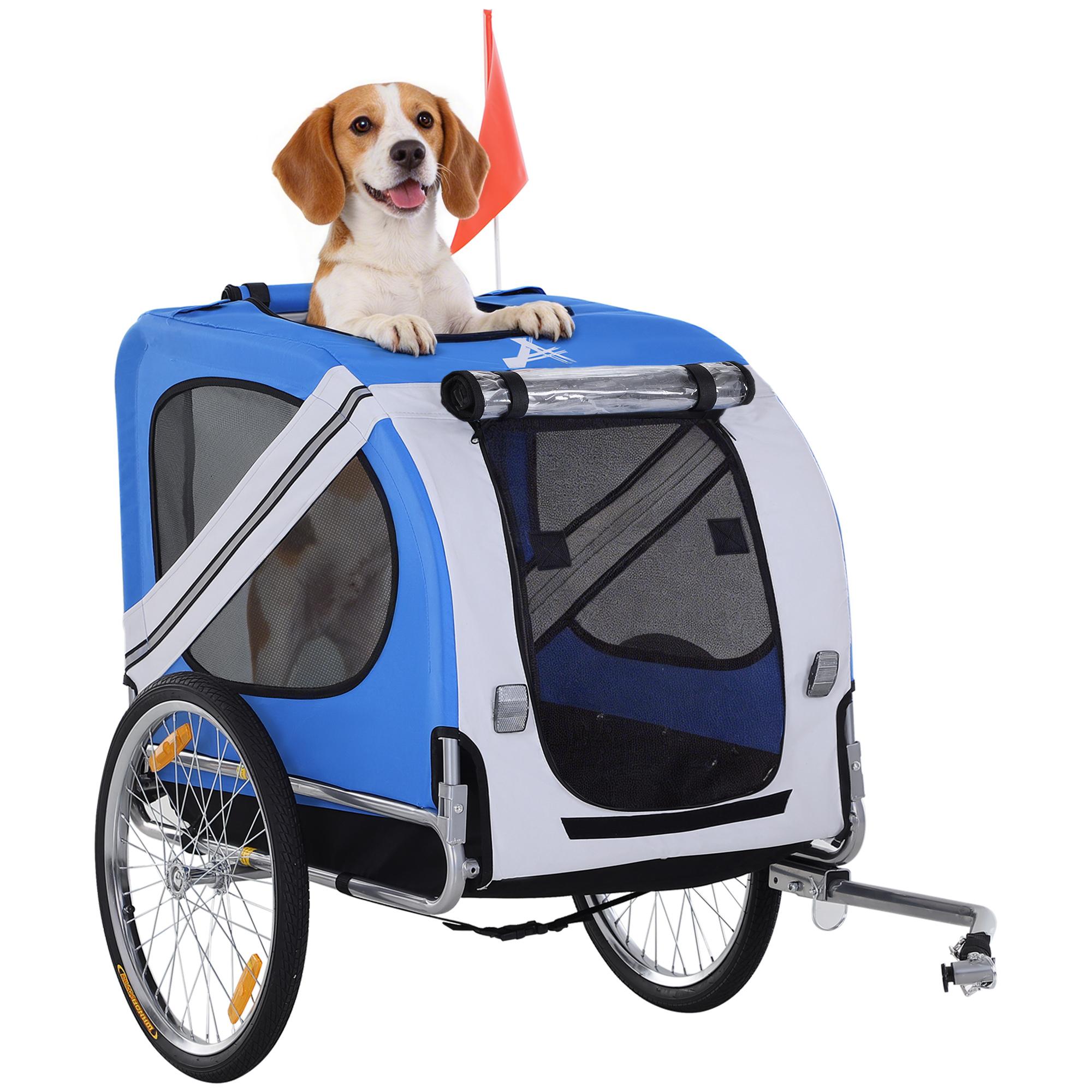 White Medium Dog Bike Trailer with Fold-Flat Storage for Cycling