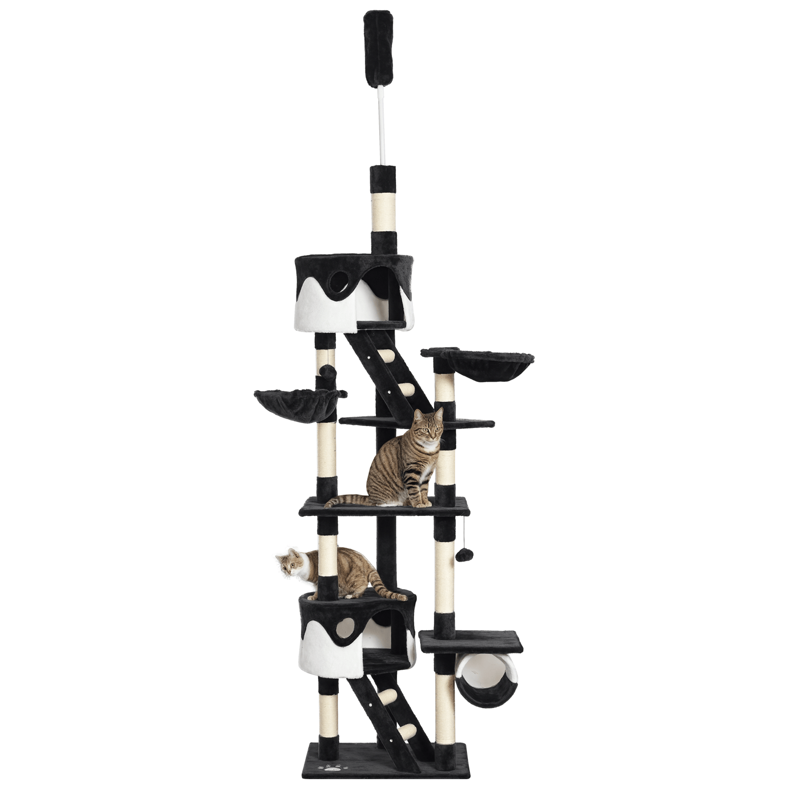 102.4 Inch White Cat Tree with Ceiling-Fit Design