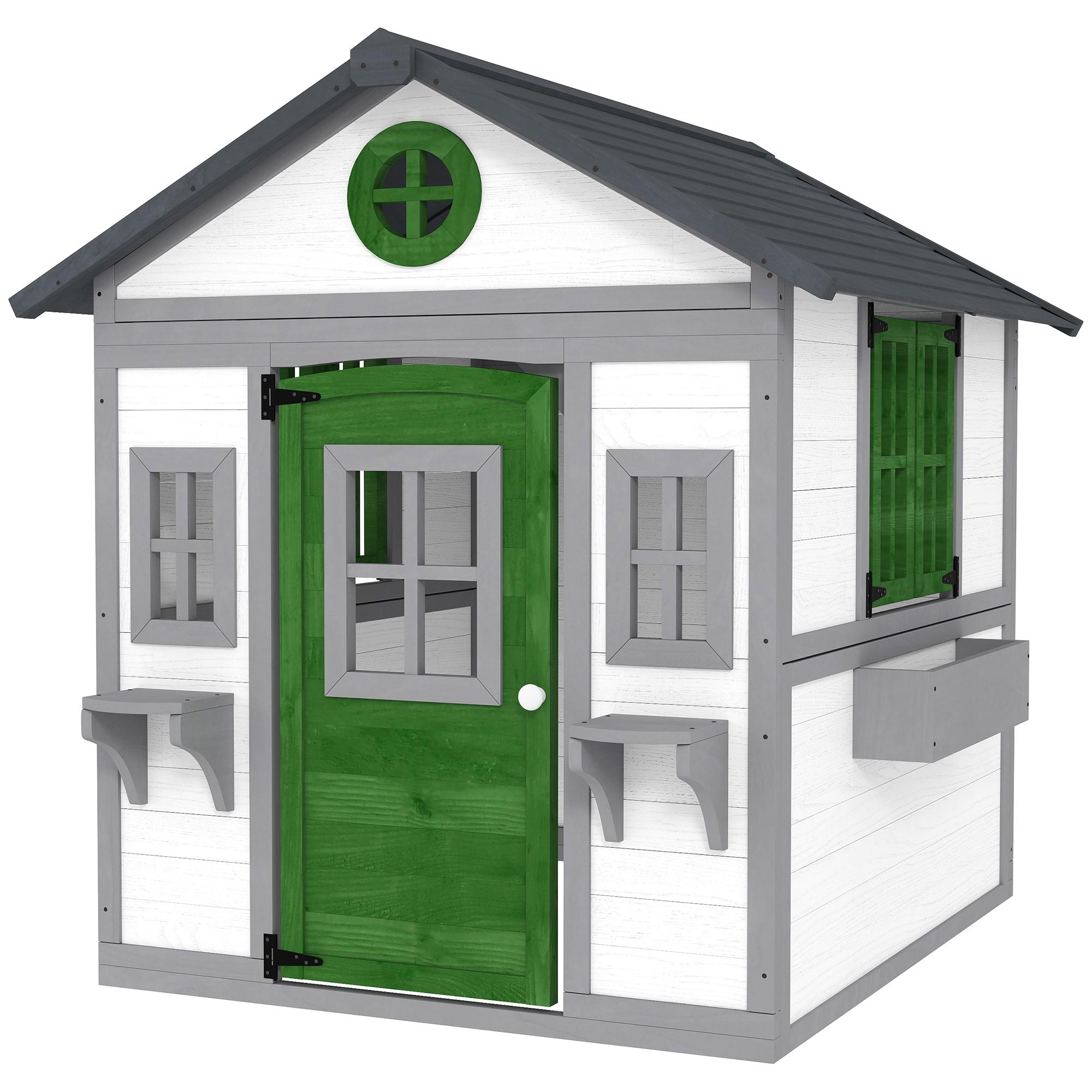 White Fir Wood Playhouse with Planters for Kids