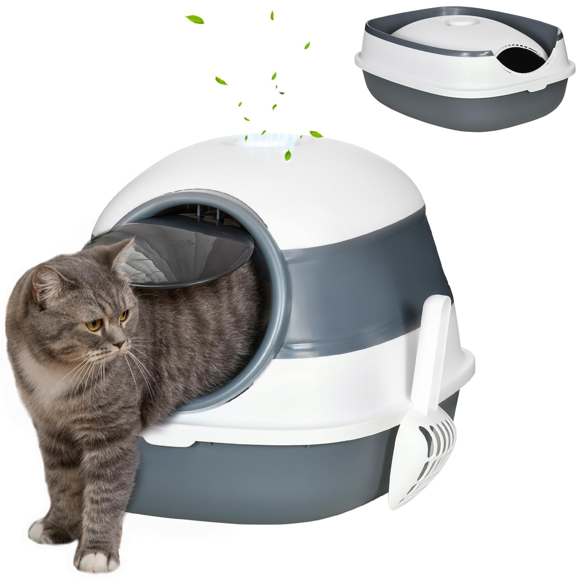 White Foldable Litter Box with Enclosed Design for Cats