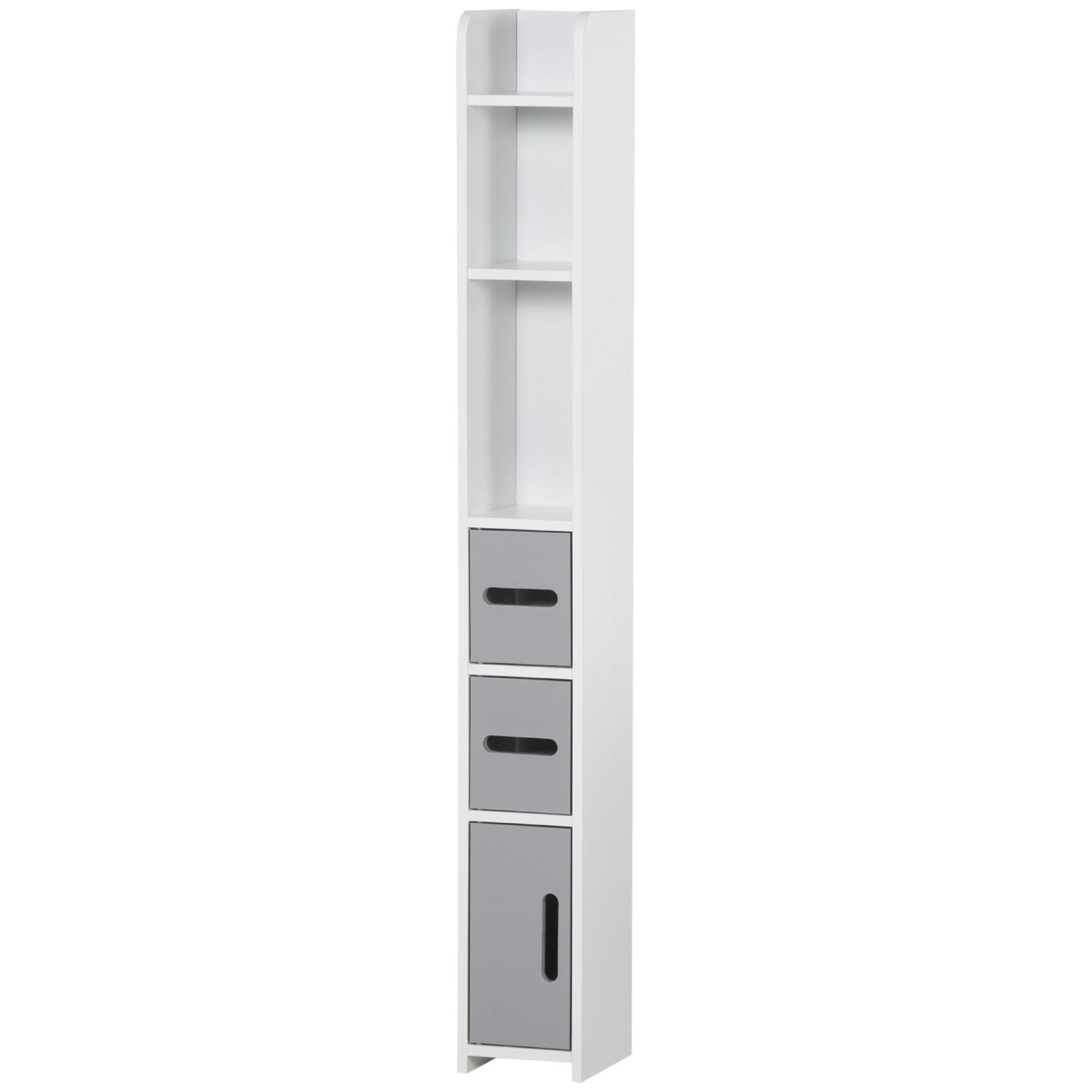White Three Open Shelf Cabinet with Enclosed Storage