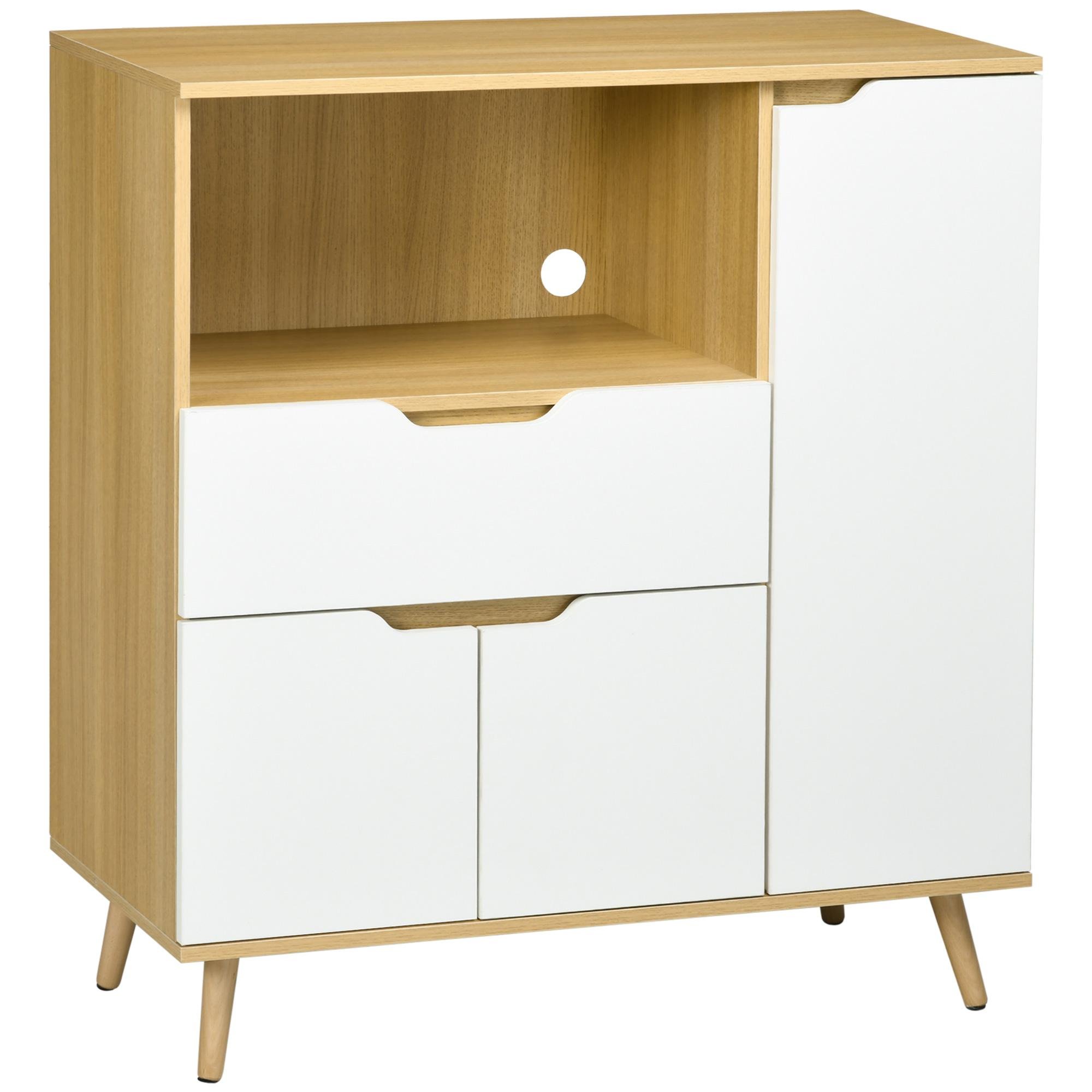 White 90 cm Microwave Cabinet with Drawer