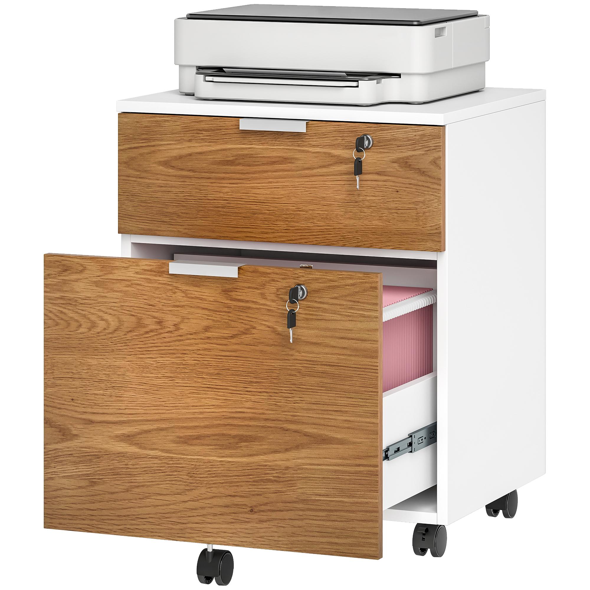 White Nature Wood Filing Cabinet with Adjustable Bars