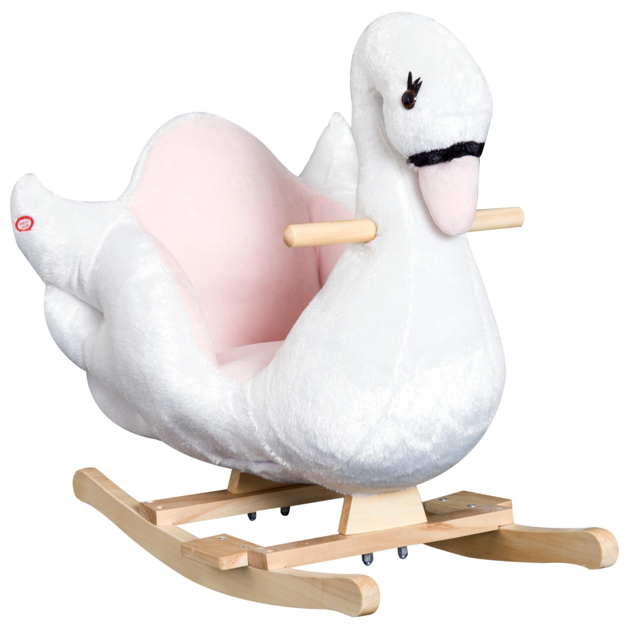 White Swan Rocking Horse with Squeeze Lullaby